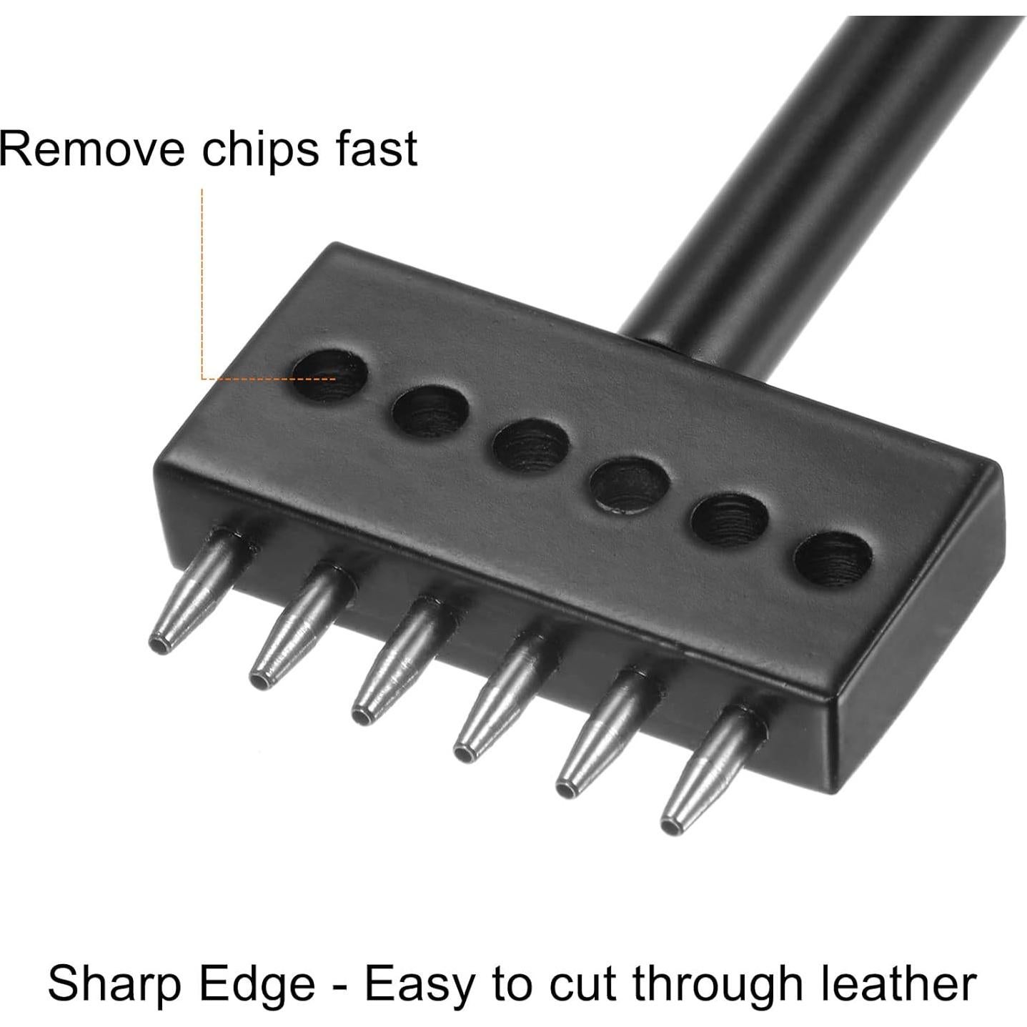 Perforador de Cuero uxcell 6 Puntas 6mm Acero Duradero