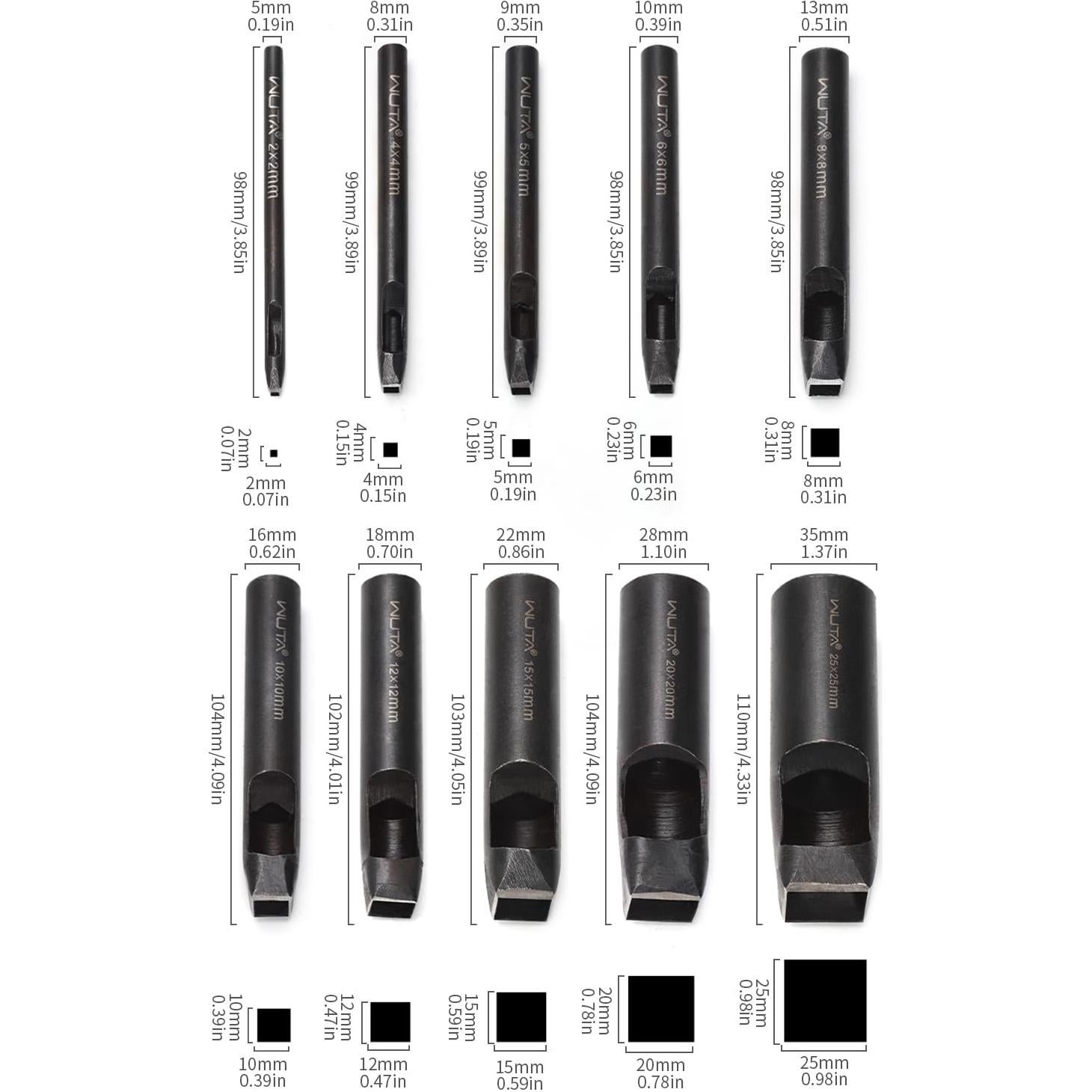 Juego de Perforación de Agujeros de Cuero WUTA 10 Tamaños