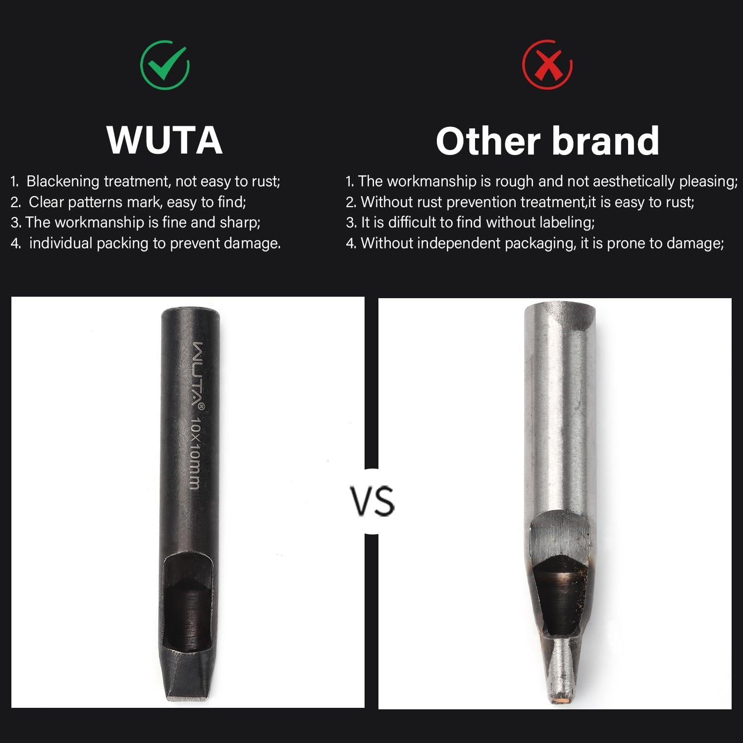 Juego de Perforación de Agujeros de Cuero WUTA 10 Tamaños