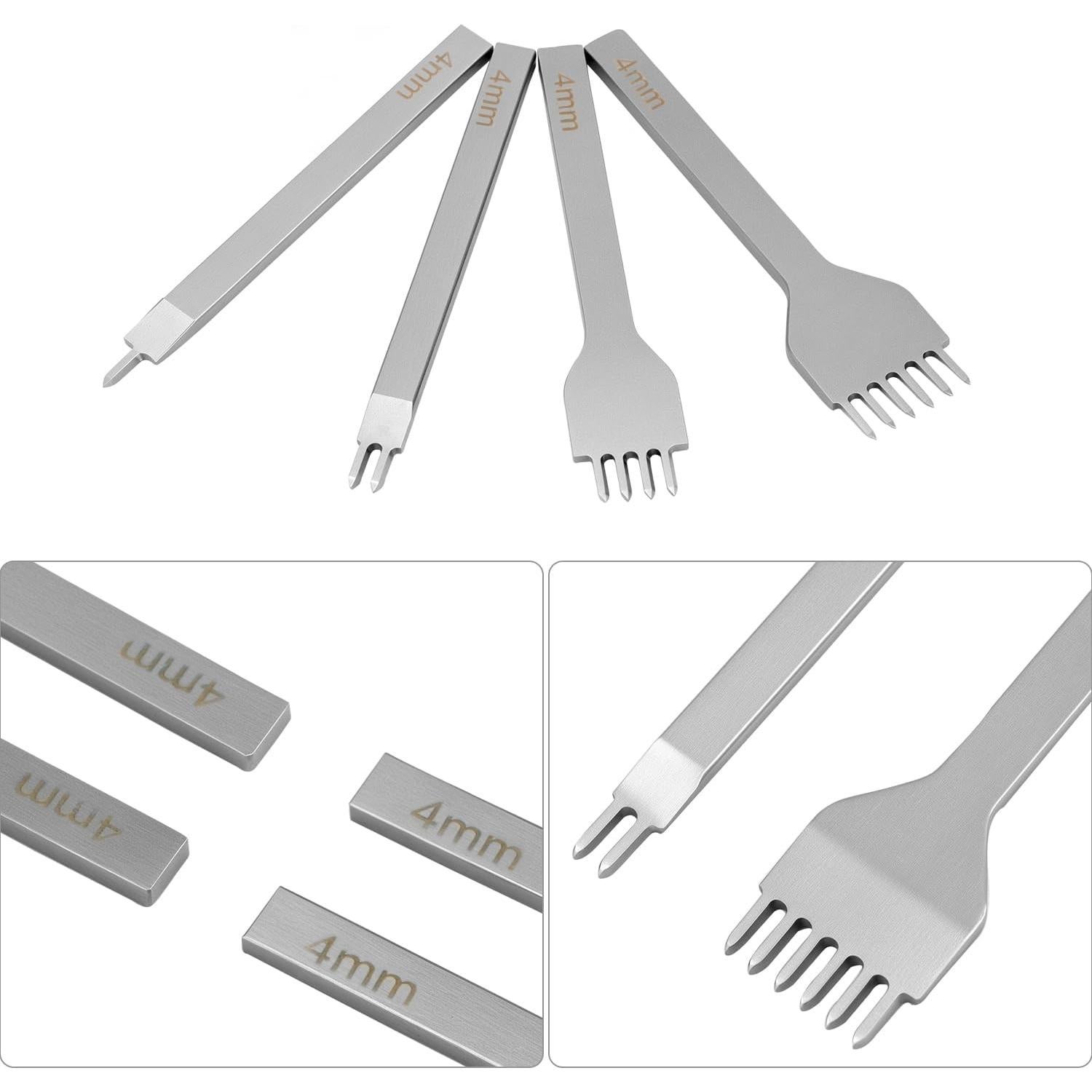 Juego de Martillo y Punch de Piel QWORK 4mm para Artesanía