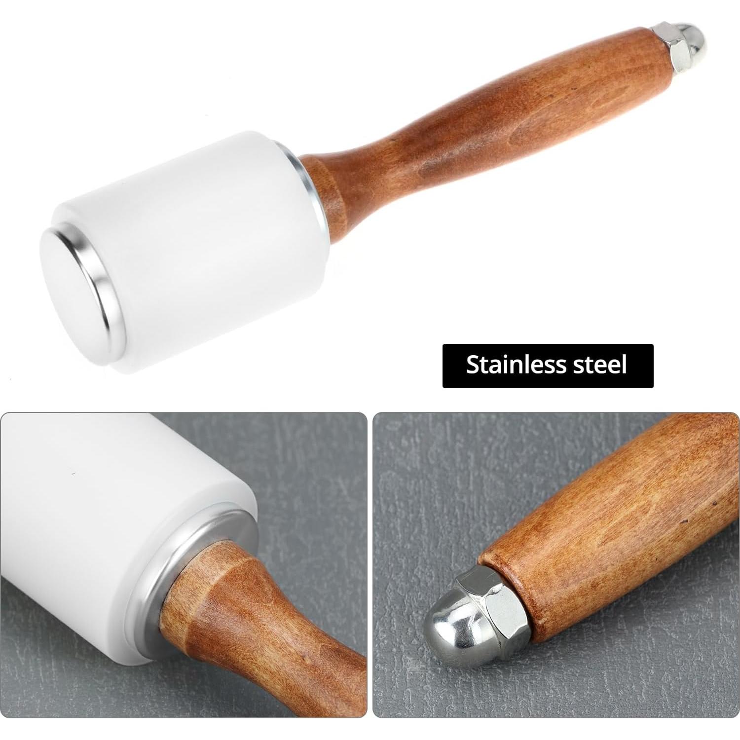 Juego de Martillo y Punch de Piel QWORK 4mm para Artesanía