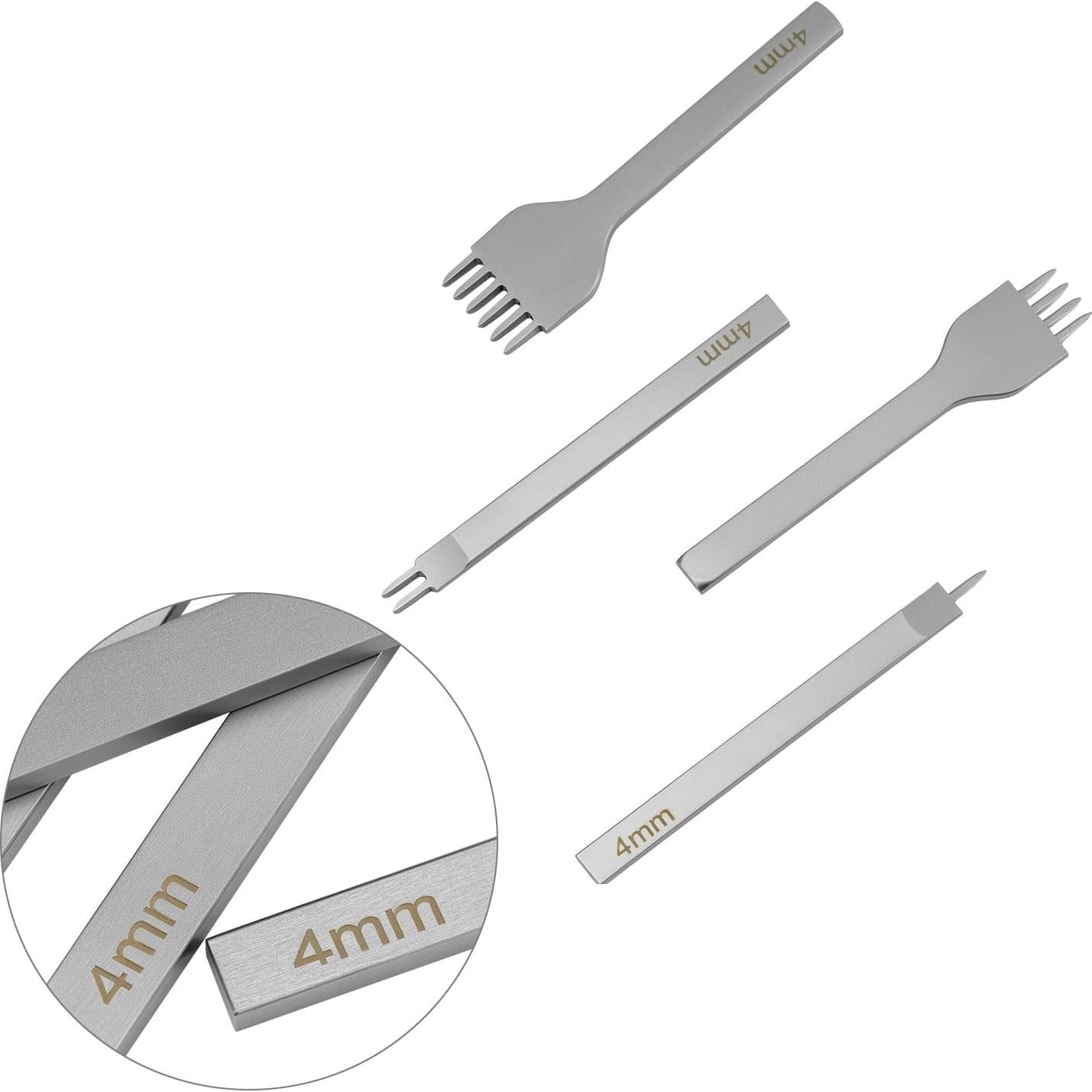 Juego de Martillo y Punch de Piel QWORK 4mm para Artesanía