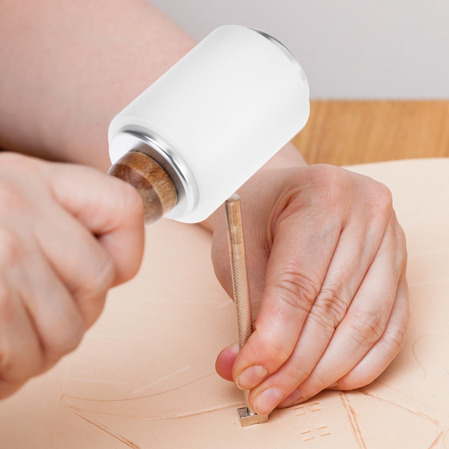 Juego de Martillo y Punch de Piel QWORK 4mm para Artesanía