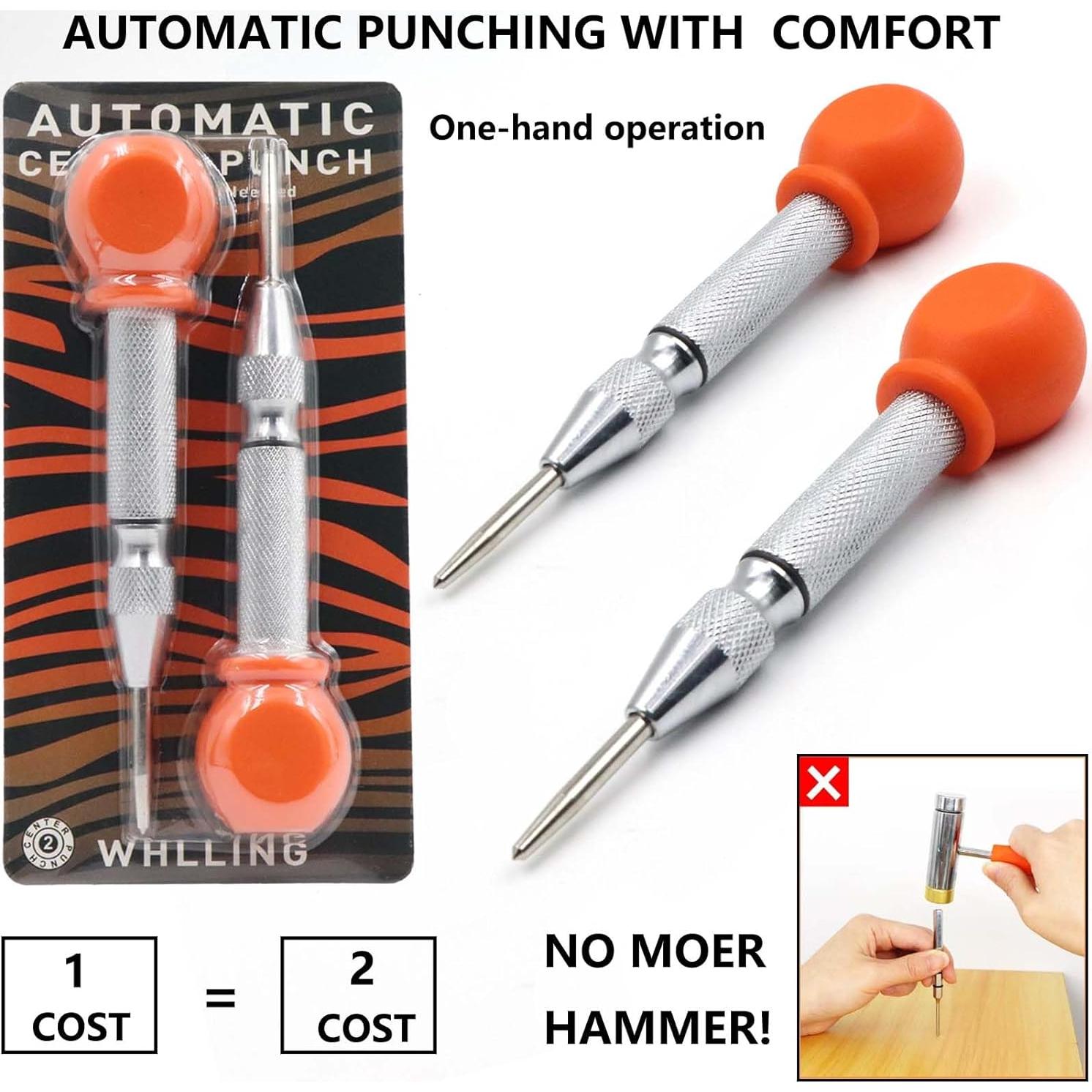 Juego de 2 Piezas Punzón Central Automático WHLLING 12.7 cm