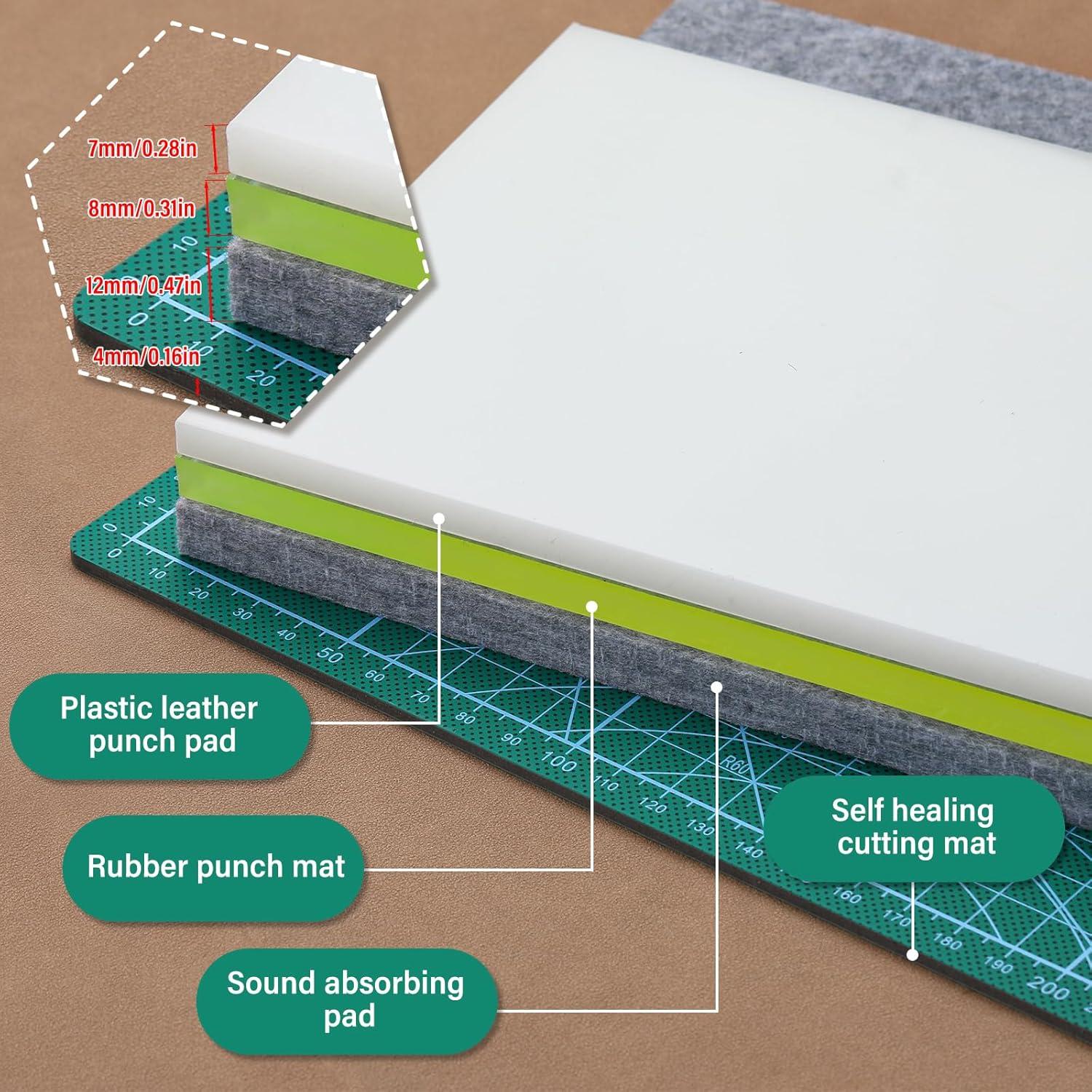 Juego de Almohadillas de Perforación de Cuero Yizzvb A4