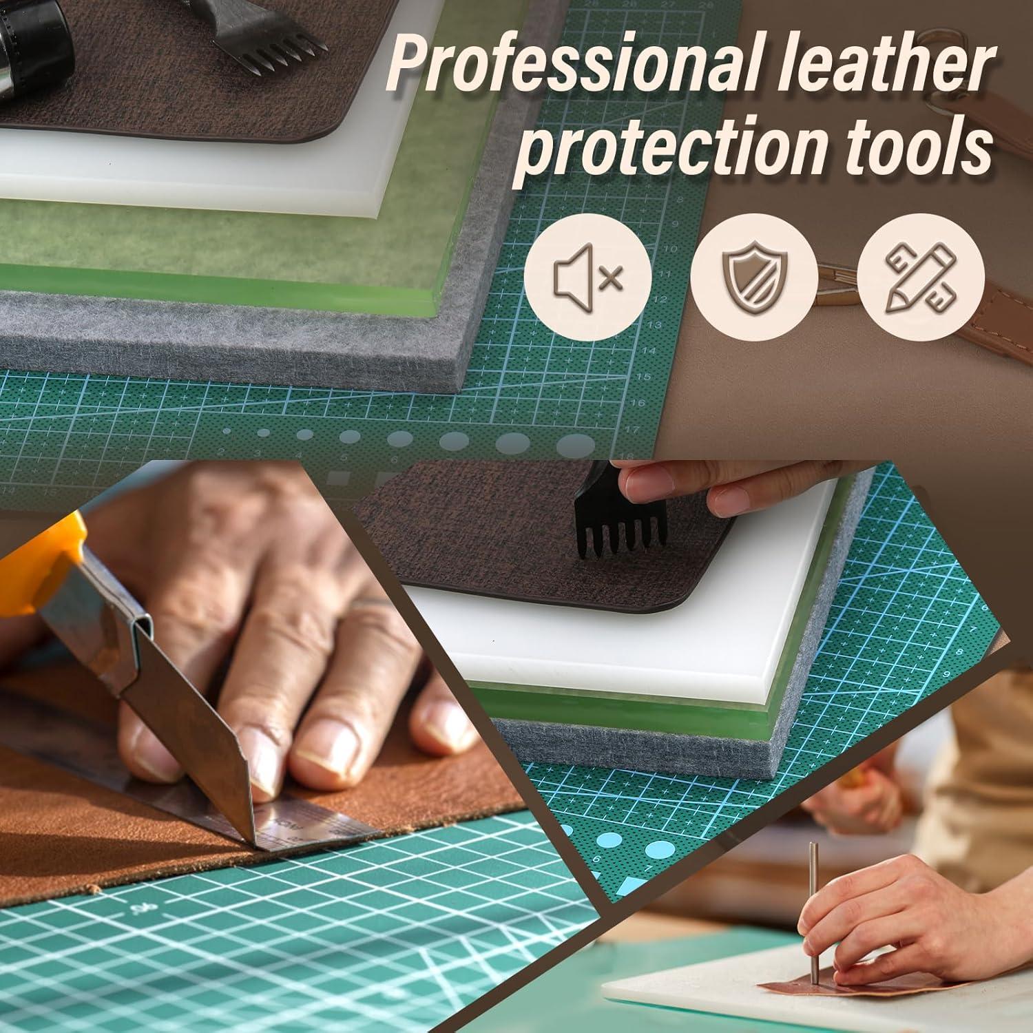 Juego de Almohadillas de Perforación de Cuero Yizzvb A4