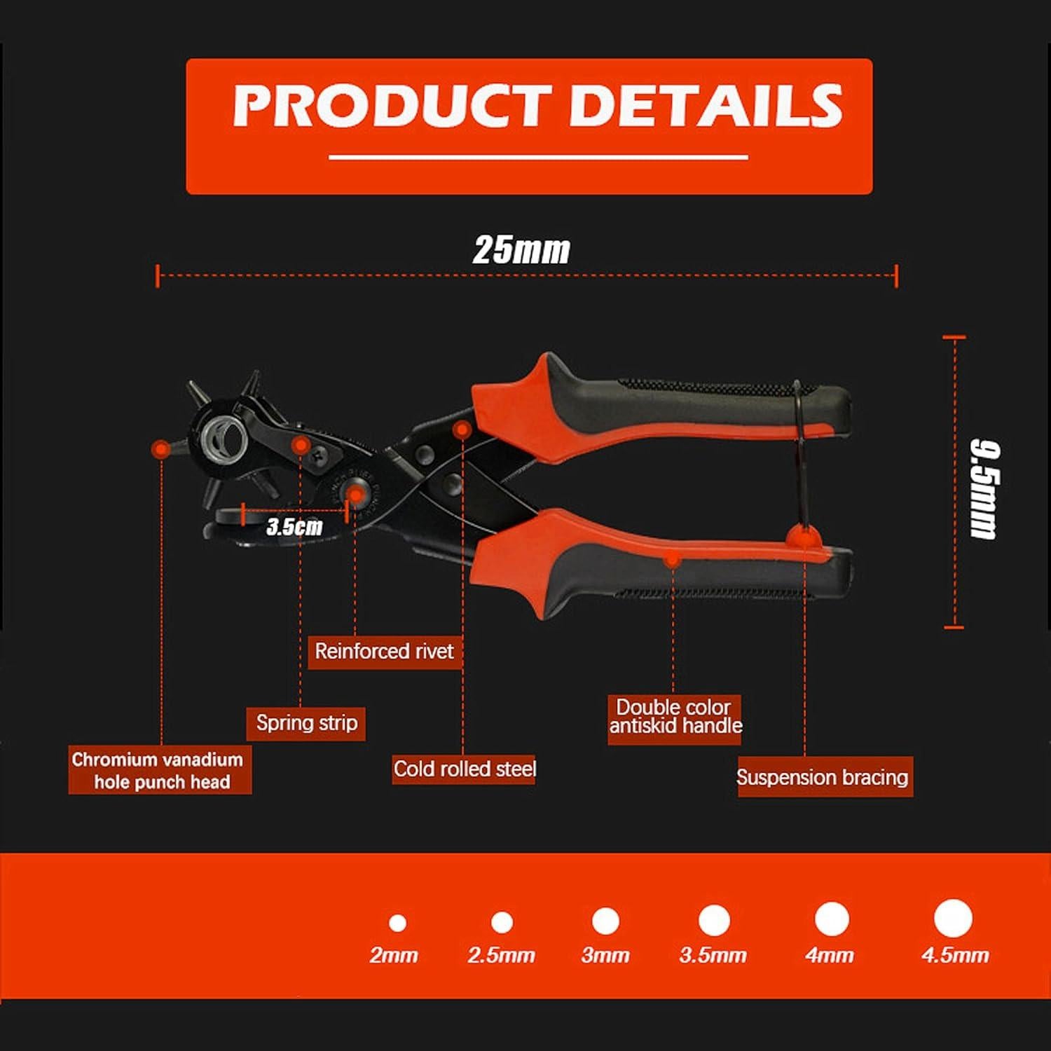 Perforadora de Agujeros de Cuero Xiyesang - 6 Tamaños