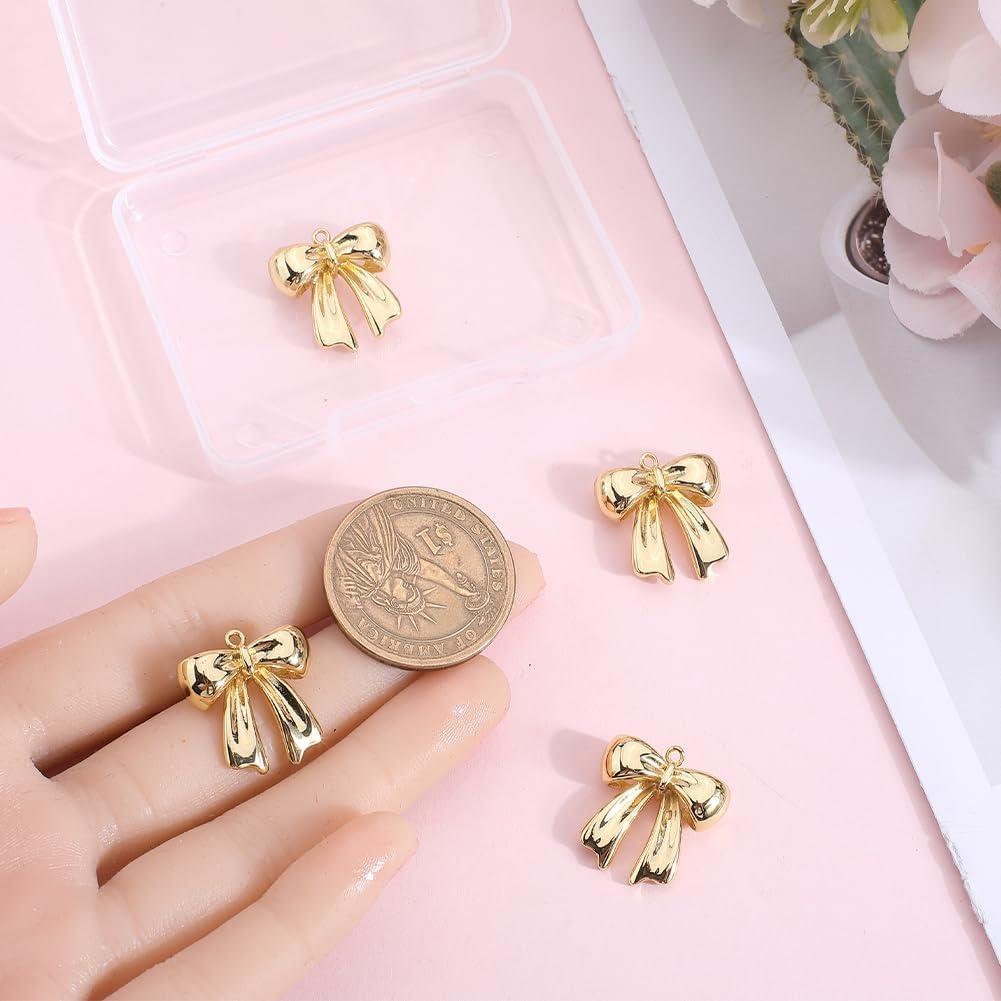 Beebeecraft 5 Pcs Encantos Lazo 18K Chapado en Oro para Joyería