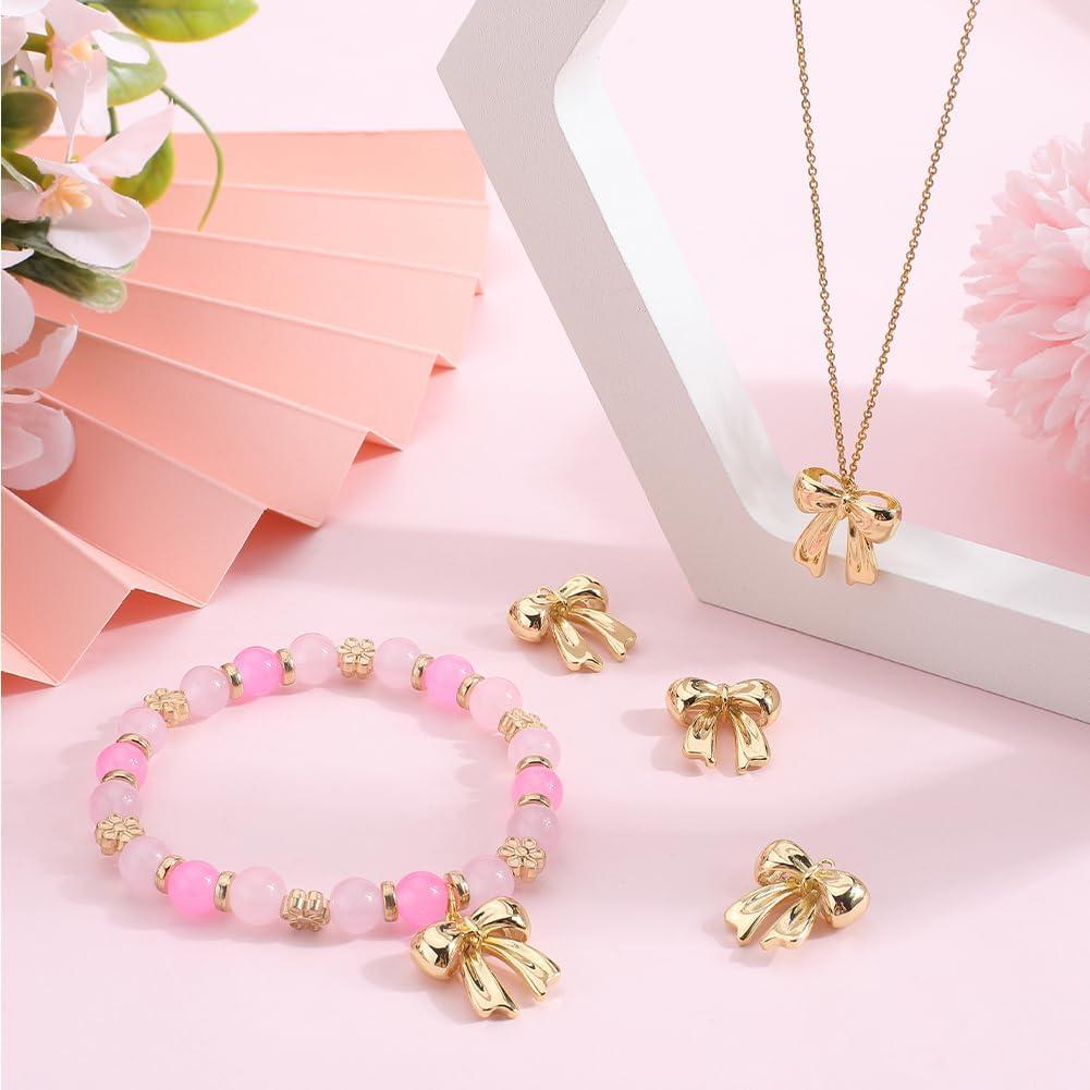 Beebeecraft 5 Pcs Encantos Lazo 18K Chapado en Oro para Joyería