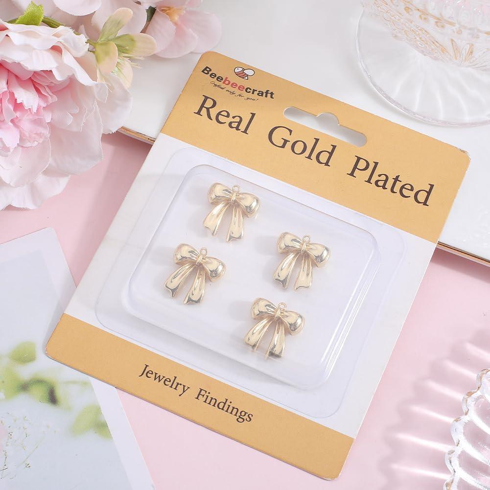 Beebeecraft 5 Pcs Encantos Lazo 18K Chapado en Oro para Joyería
