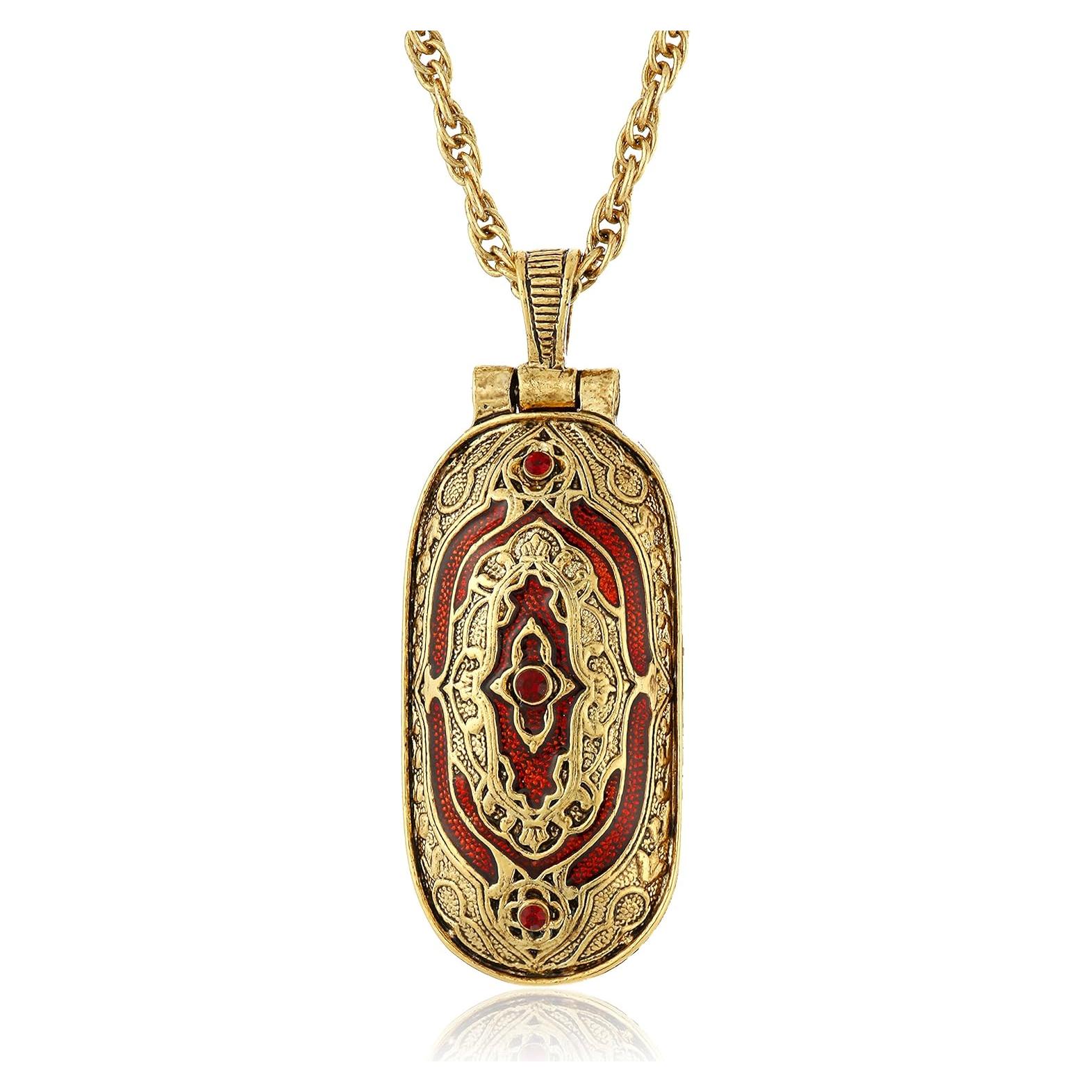 Collar de Colgante Crucifijo Baño Oro 14K Rojo Símbolos de Fe