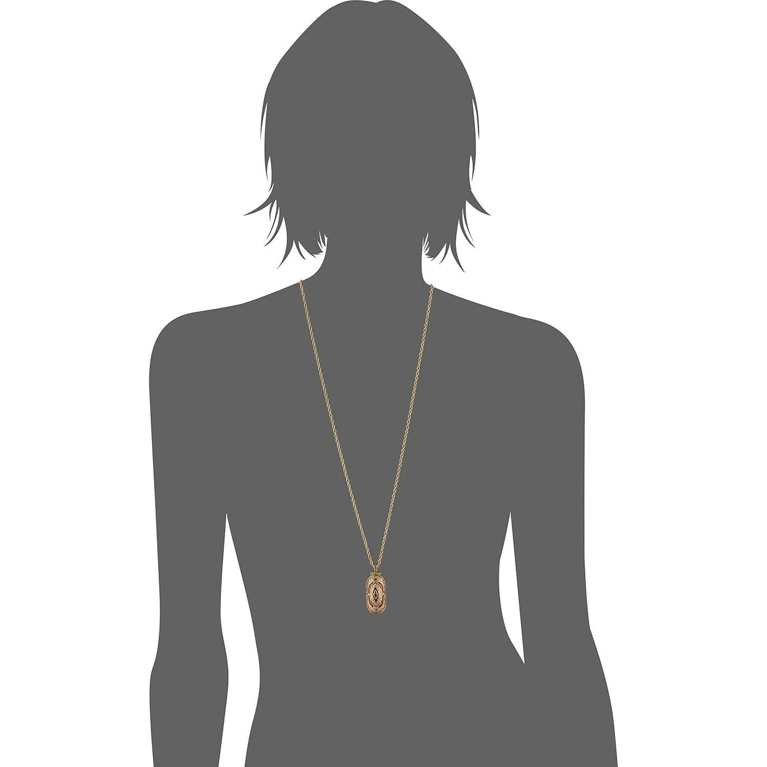 Collar de Colgante Crucifijo Baño Oro 14K Rojo Símbolos de Fe