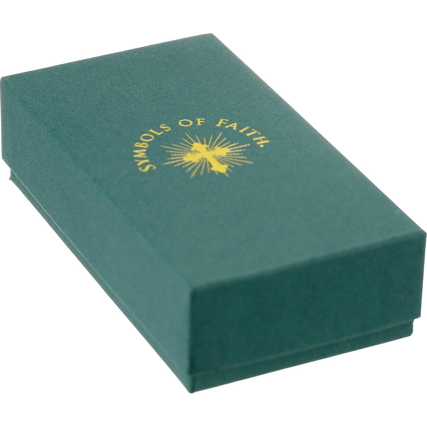 Collar de Colgante Crucifijo Baño Oro 14K Rojo Símbolos de Fe