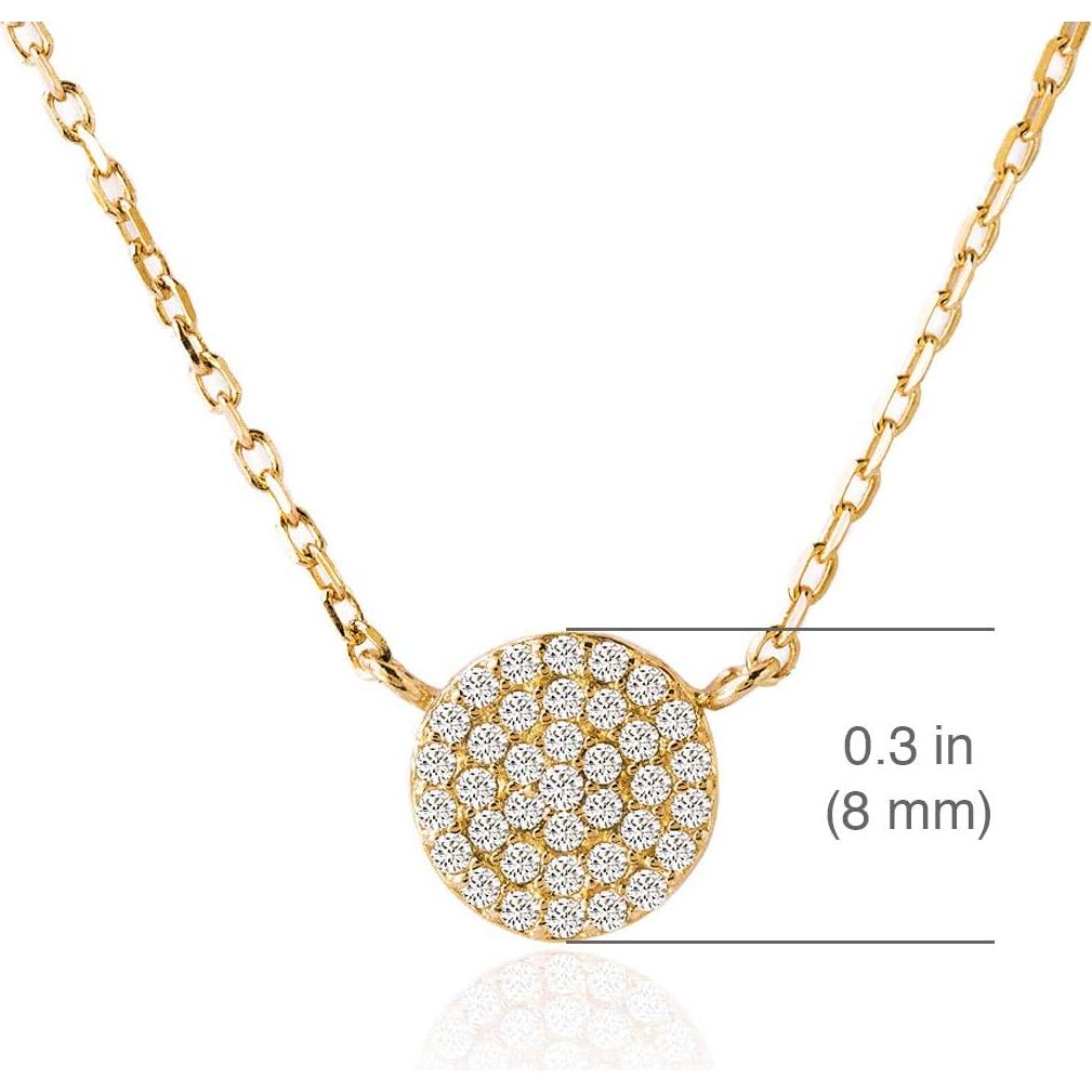 Collar con colgante de disco CZ 8mm Oro 14K para hermana