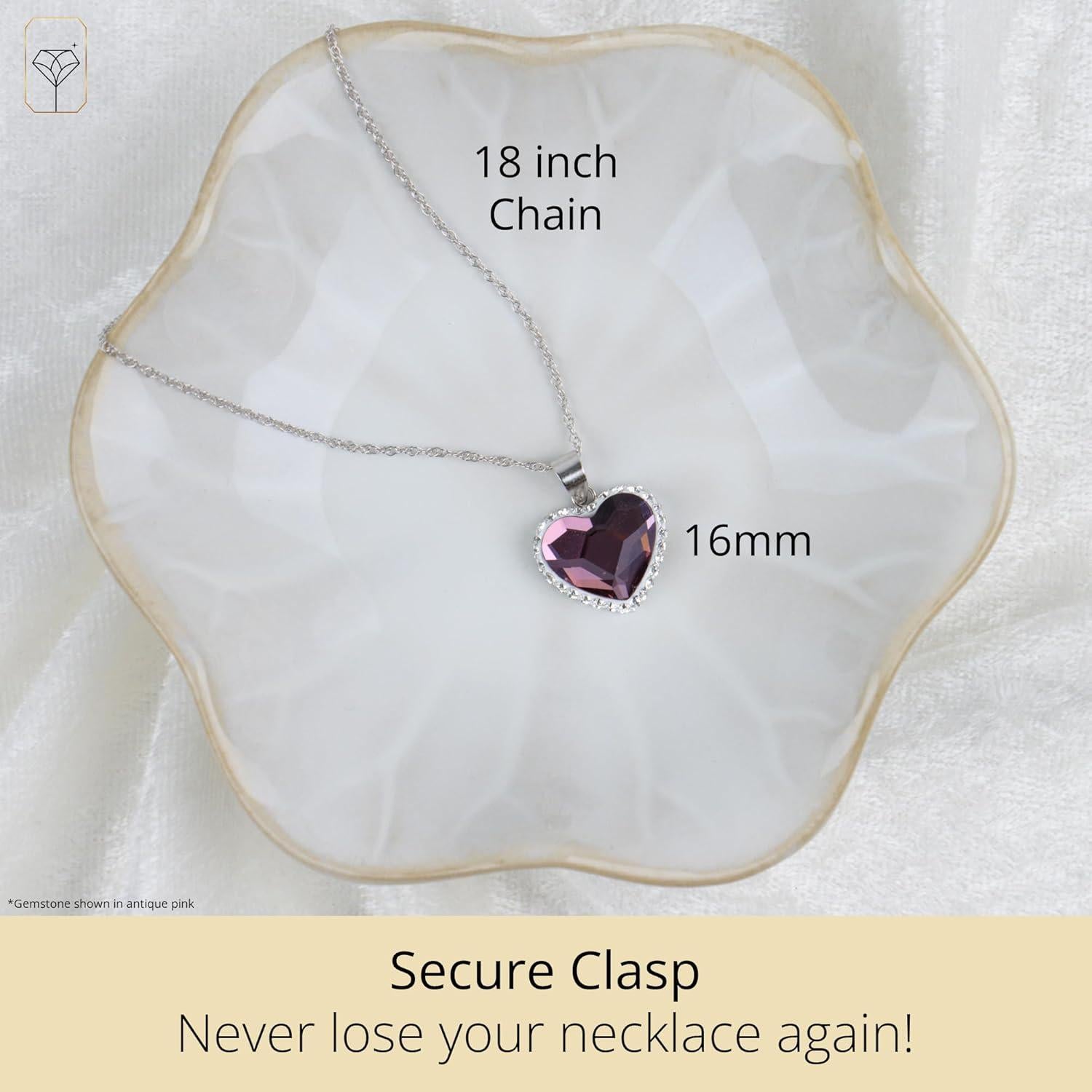 Collar de Corazón de Plata de Ley 925 MAX + STONE 45.72 cm