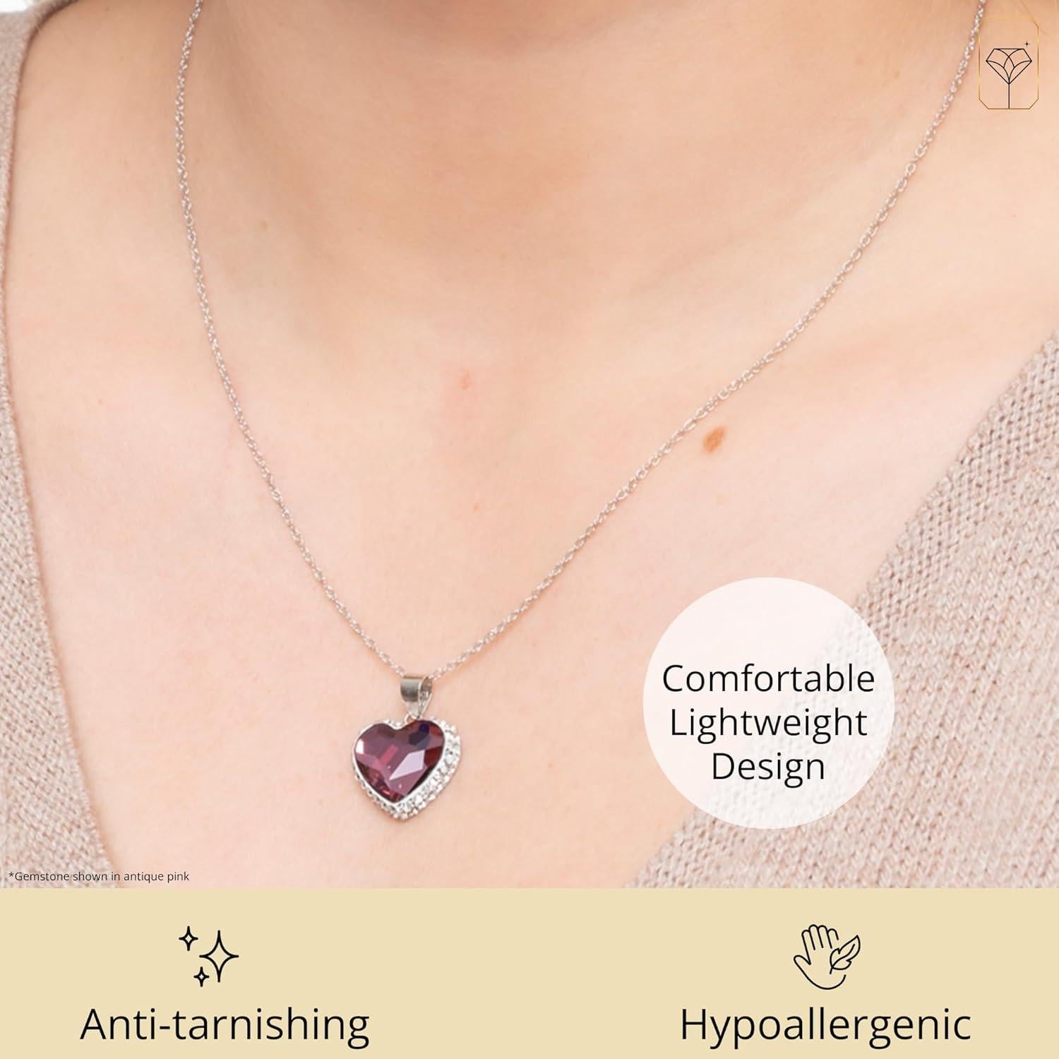 Collar de Corazón de Plata de Ley 925 MAX + STONE 45.72 cm