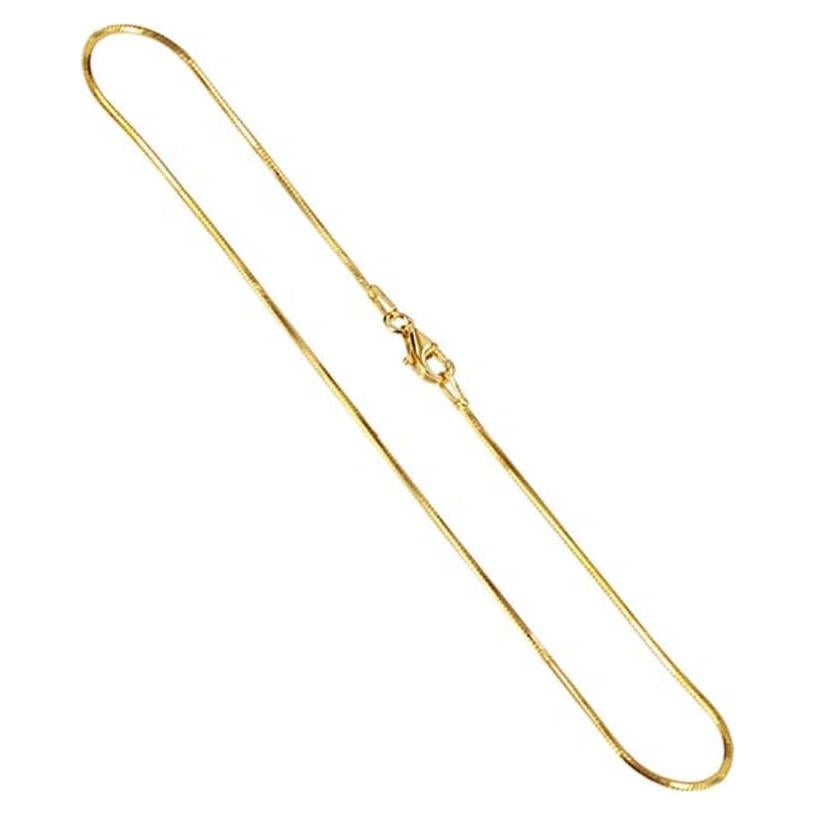 Collar de cadena serpiente de plata esterlina 925 con oro 14k 1mm