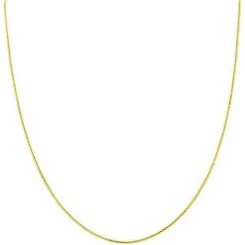 Collar de cadena serpiente de plata esterlina 925 con oro 14k 1mm