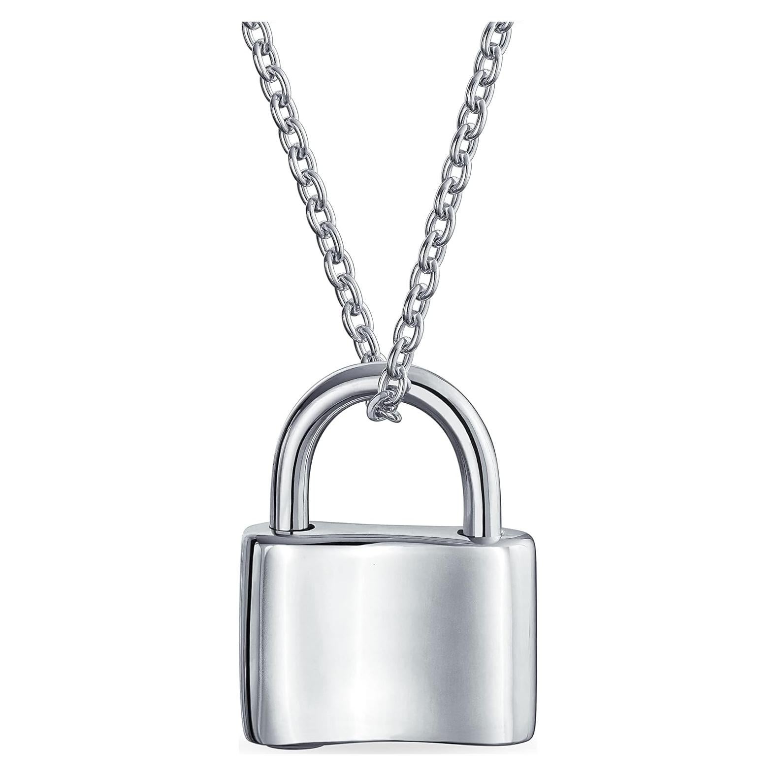 Collar de Plata Esterlina .925 con Colgante de Candado Personalizado 16 cm