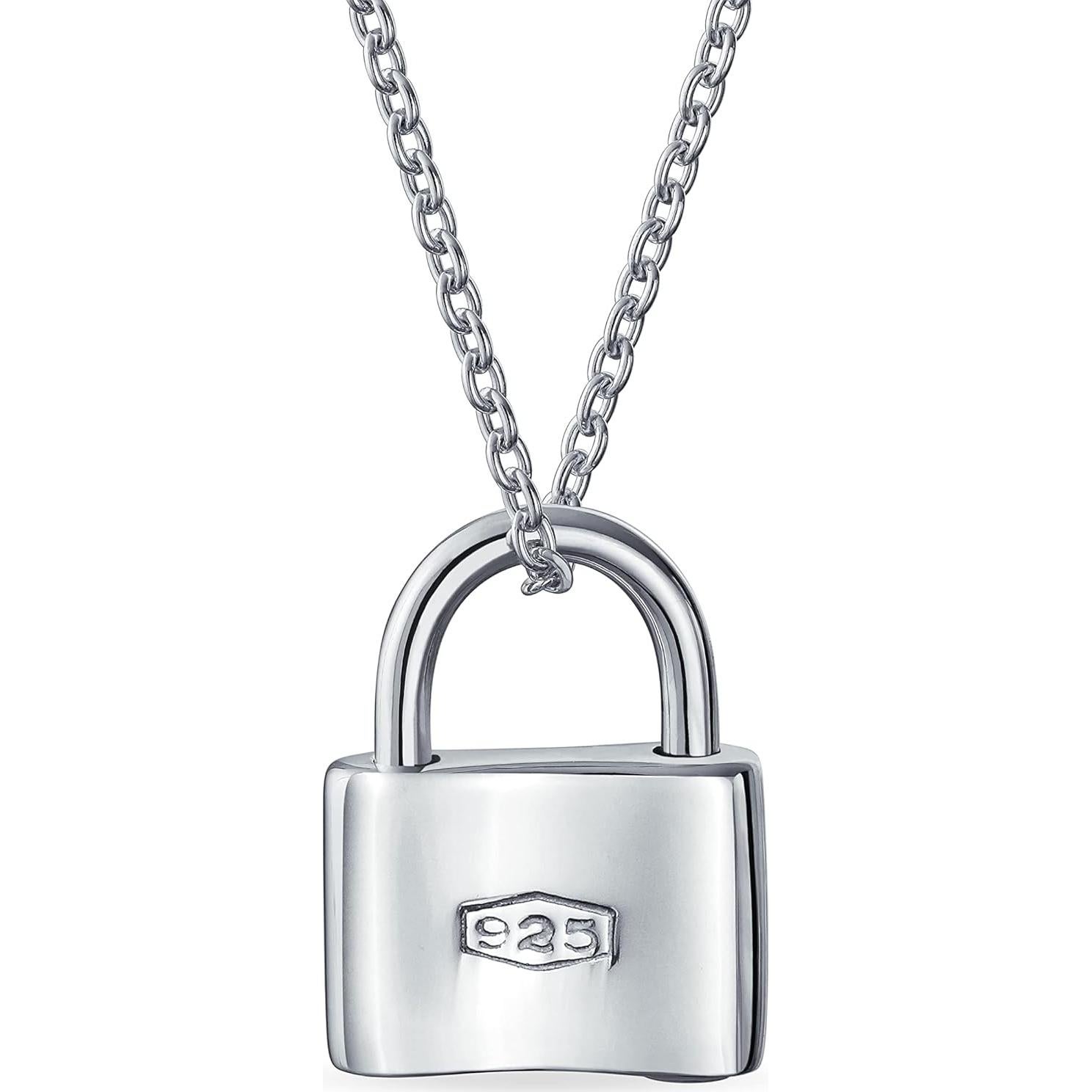 Collar de Plata Esterlina .925 con Colgante de Candado Personalizado 16 cm