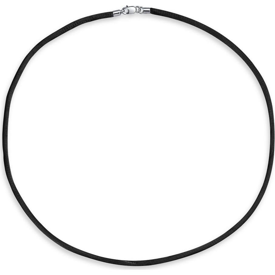Collar de Seda Satinada Bling Jewelry 24" (60.96 cm) Plata .925