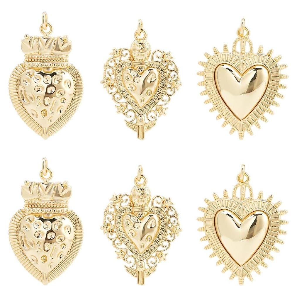 Encantos de Corazón Dorado Beebeecraft 6 Piezas DIY Joyería