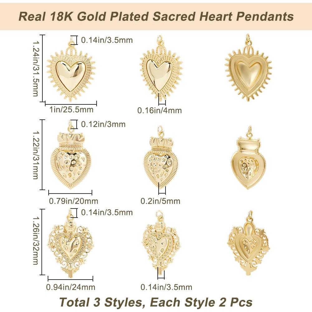 Encantos de Corazón Dorado Beebeecraft 6 Piezas DIY Joyería