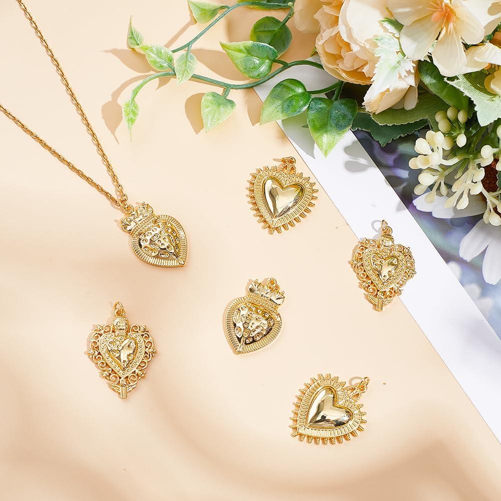 Encantos de Corazón Dorado Beebeecraft 6 Piezas DIY Joyería
