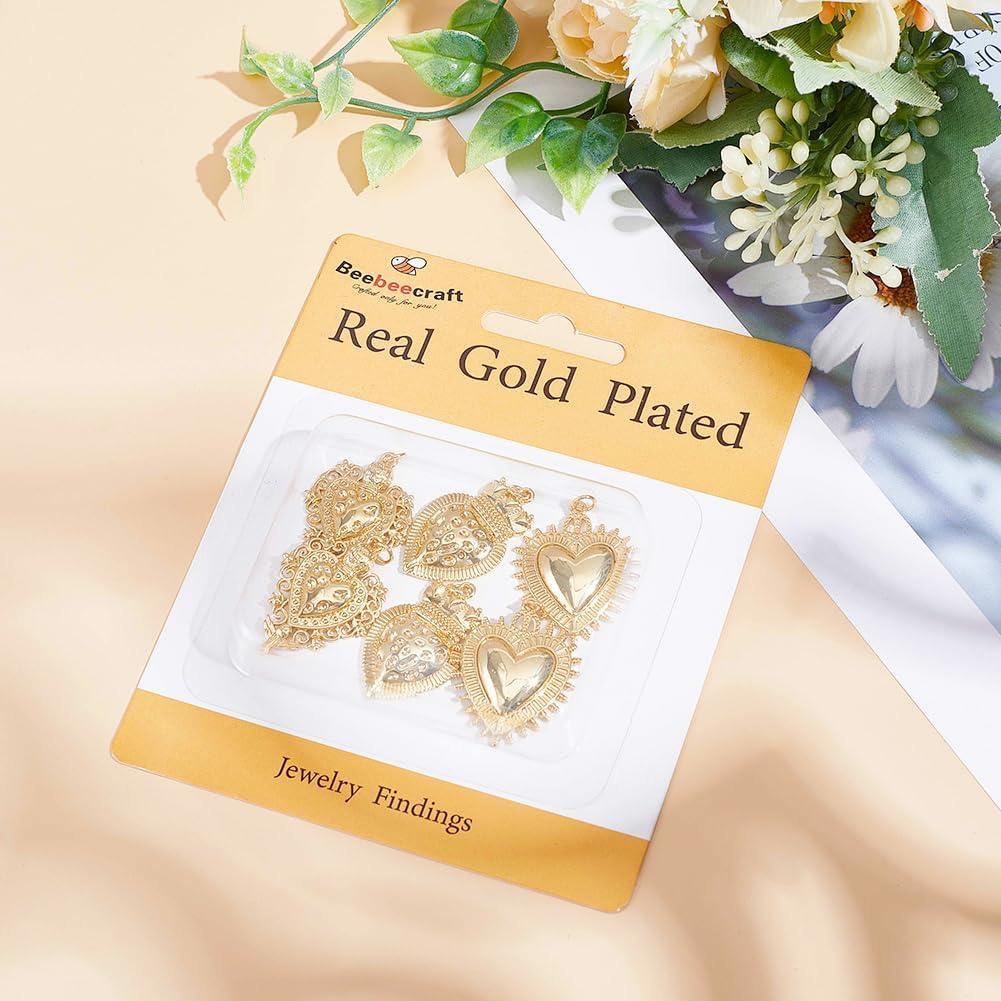 Encantos de Corazón Dorado Beebeecraft 6 Piezas DIY Joyería