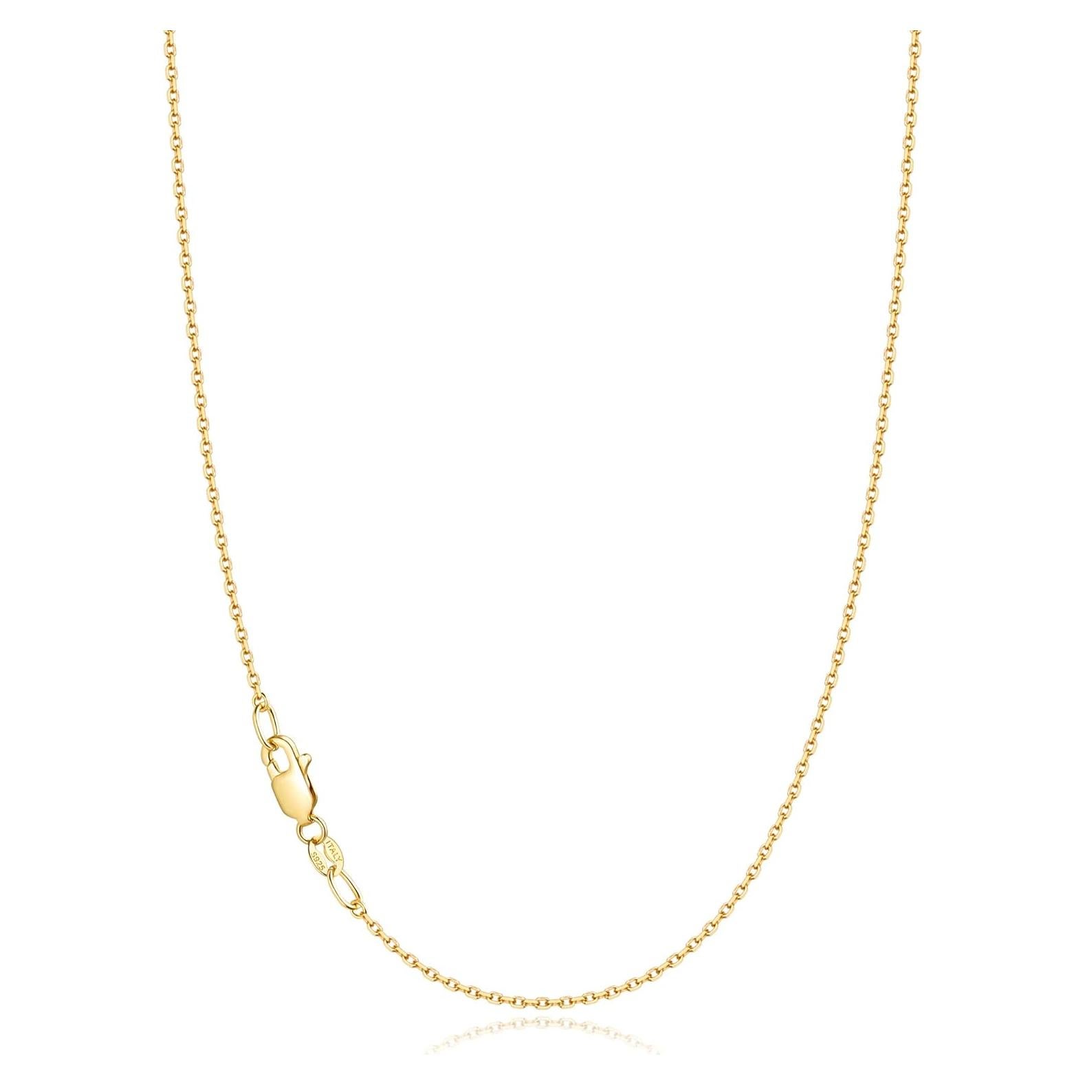 Collar de Cadena de Plata Esterlina 925 Baño de Oro 18K Jewlpire 55.88 cm