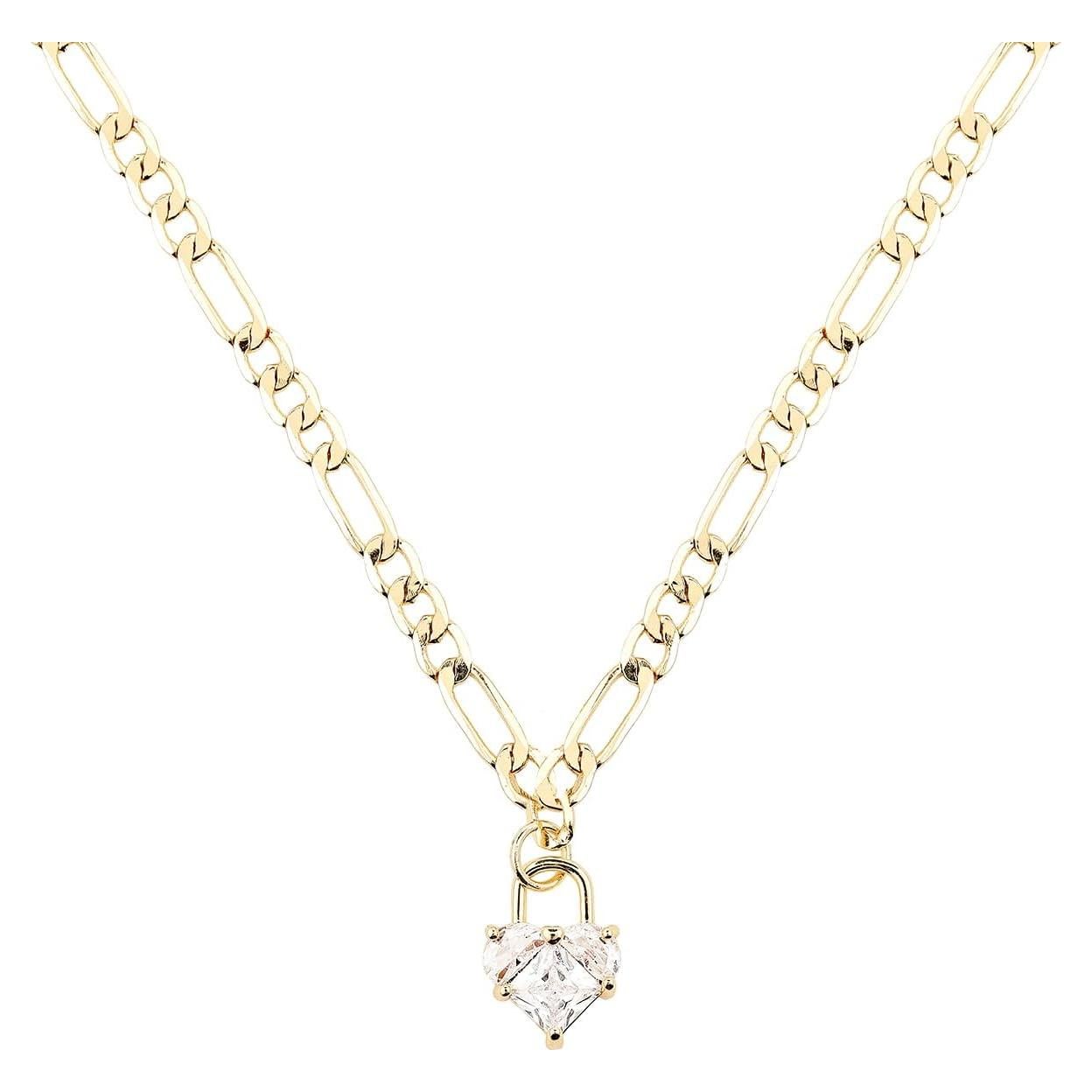 Collar de Corazón de Zirconia con Baño de Oro 14K para Mujeres