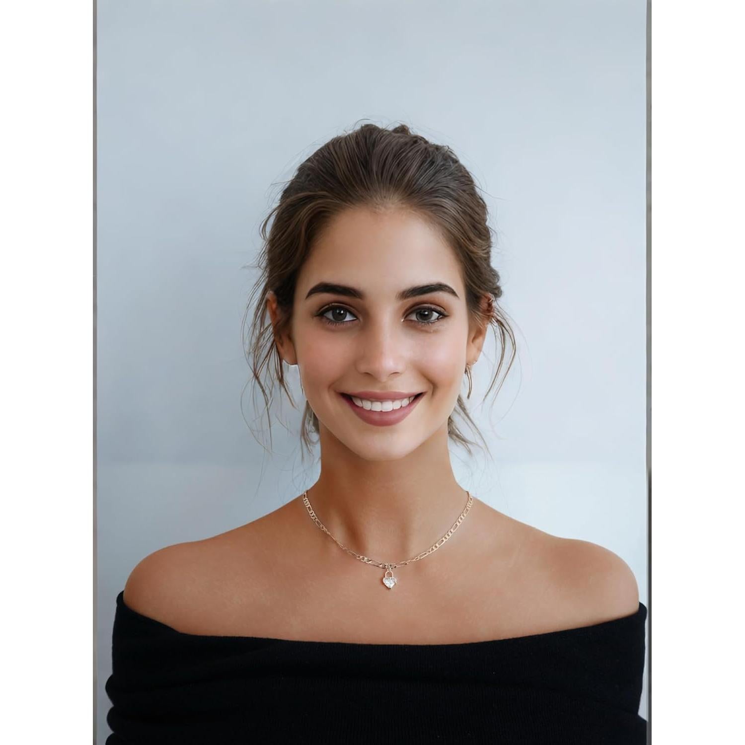 Collar de Corazón de Zirconia con Baño de Oro 14K para Mujeres