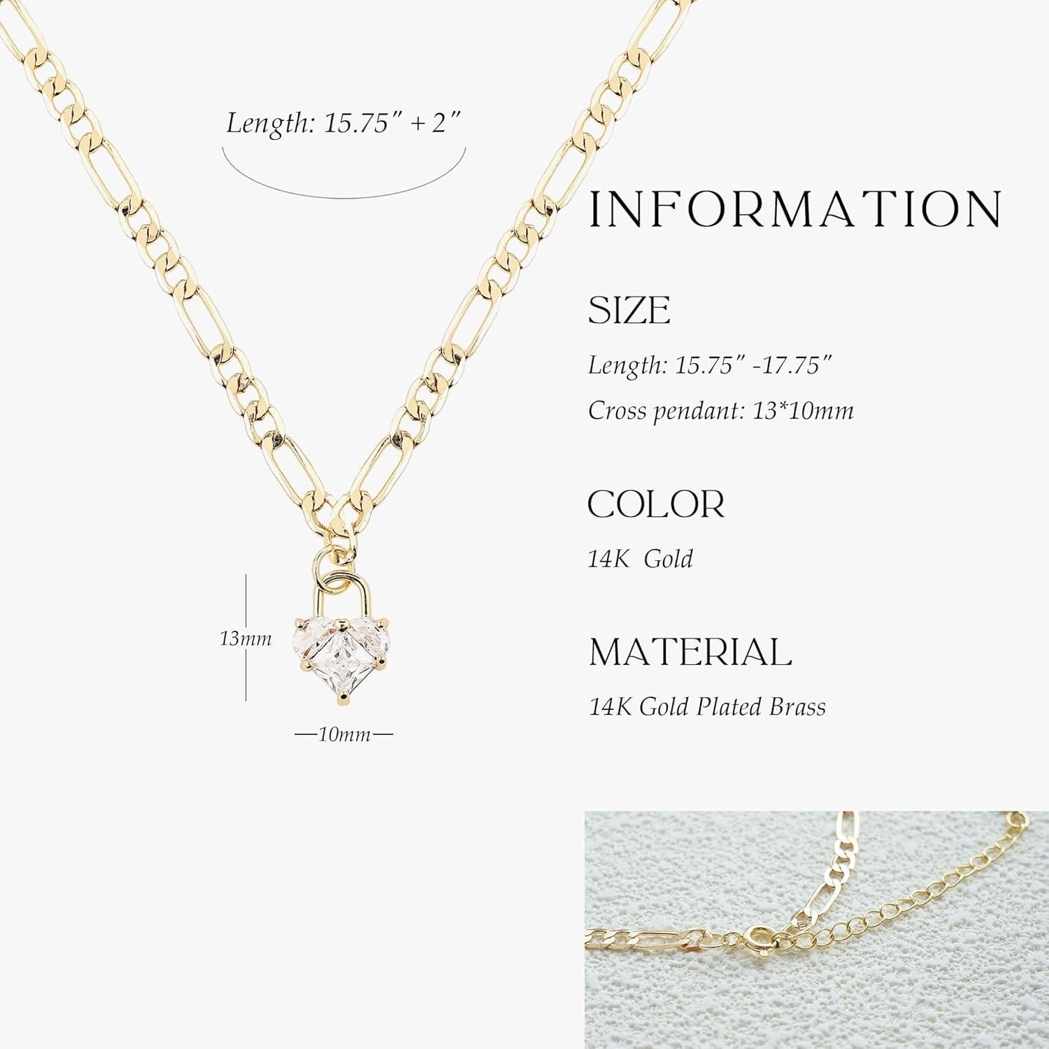 Collar de Corazón de Zirconia con Baño de Oro 14K para Mujeres
