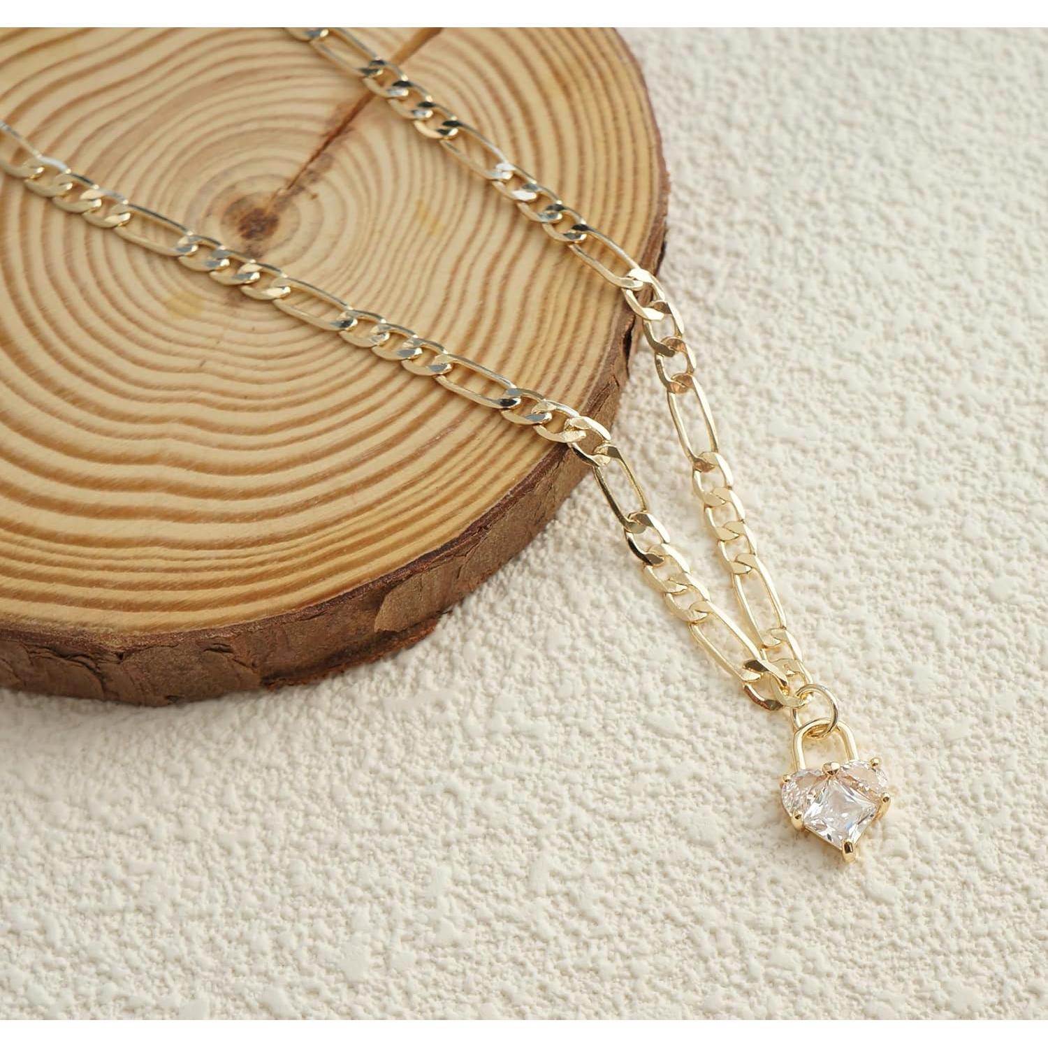 Collar de Corazón de Zirconia con Baño de Oro 14K para Mujeres