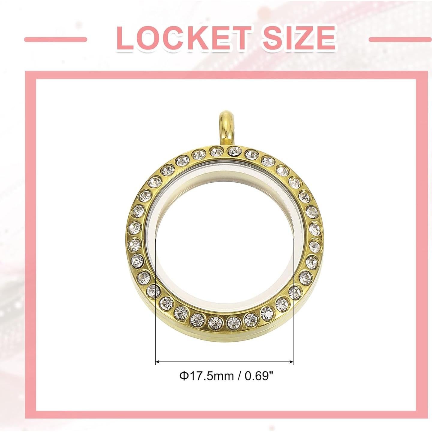 Locket Flotante Redondo uxcell de Acero Inoxidable 17.5mm
