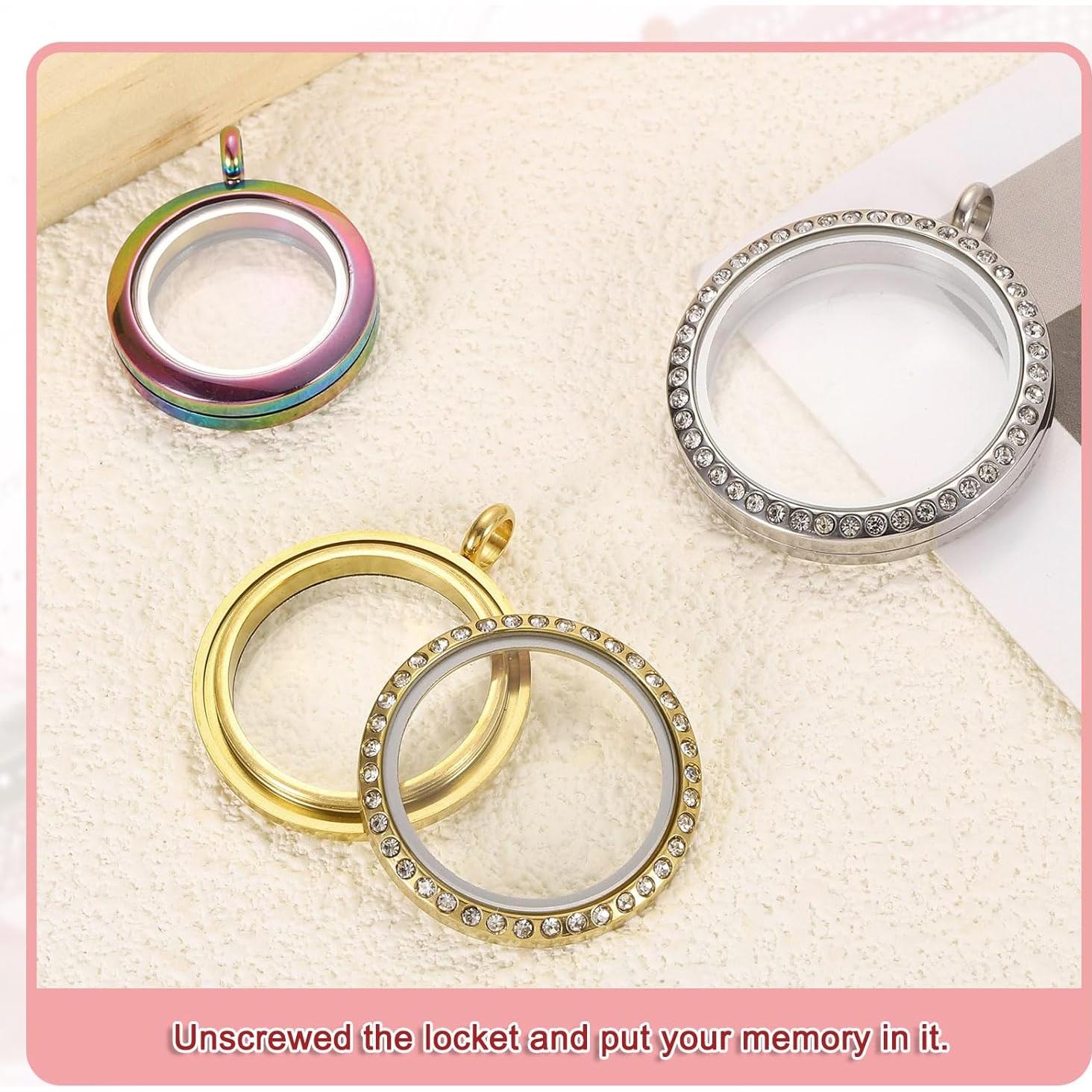 Locket Flotante Redondo uxcell de Acero Inoxidable 17.5mm