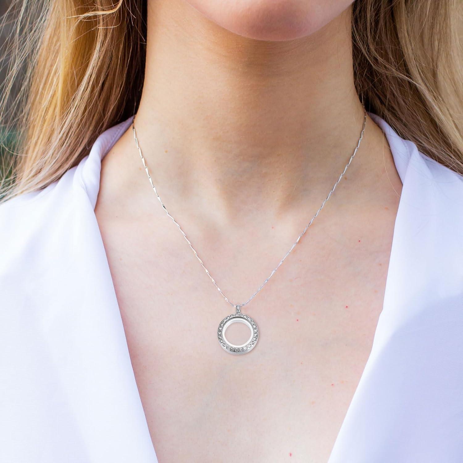 Locket Flotante Redondo uxcell de Acero Inoxidable 17.5mm