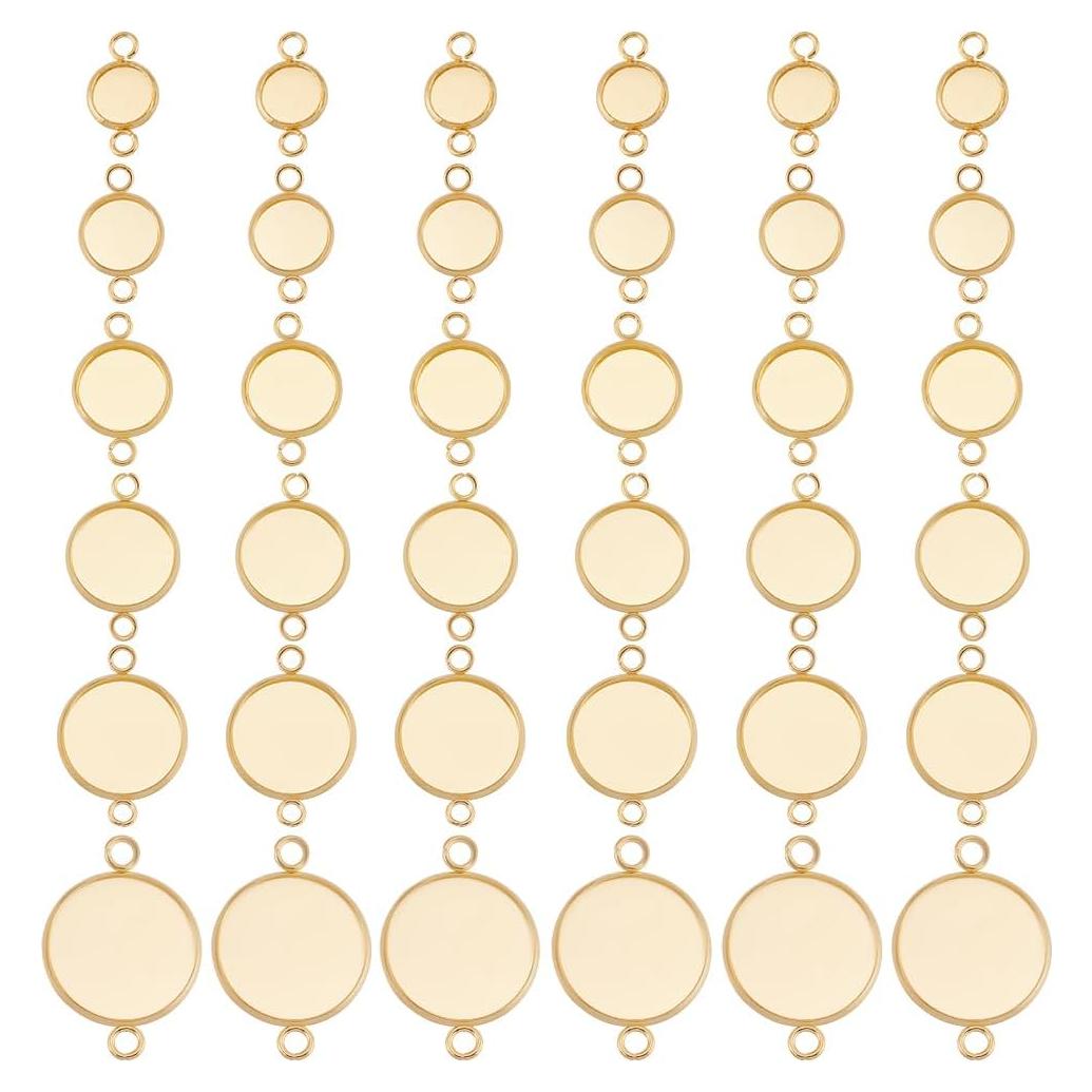 Conectores Cabochon Beebeecraft 48Pcs Latón Baño Oro 18K
