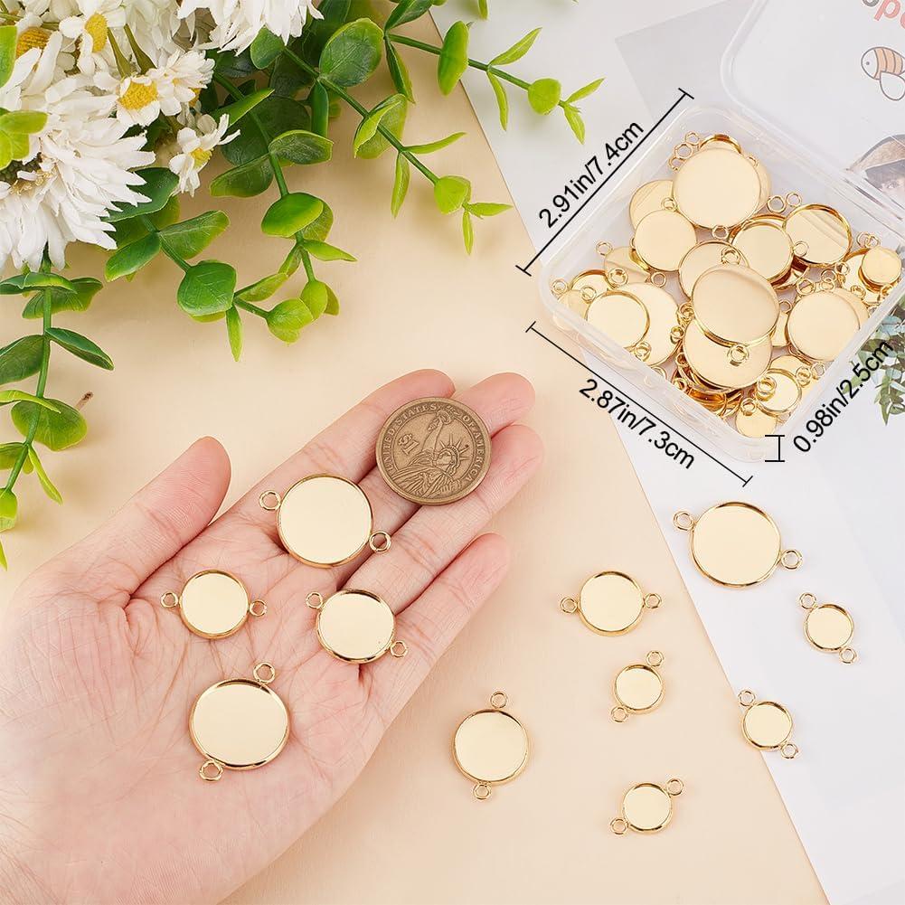 Conectores Cabochon Beebeecraft 48Pcs Latón Baño Oro 18K