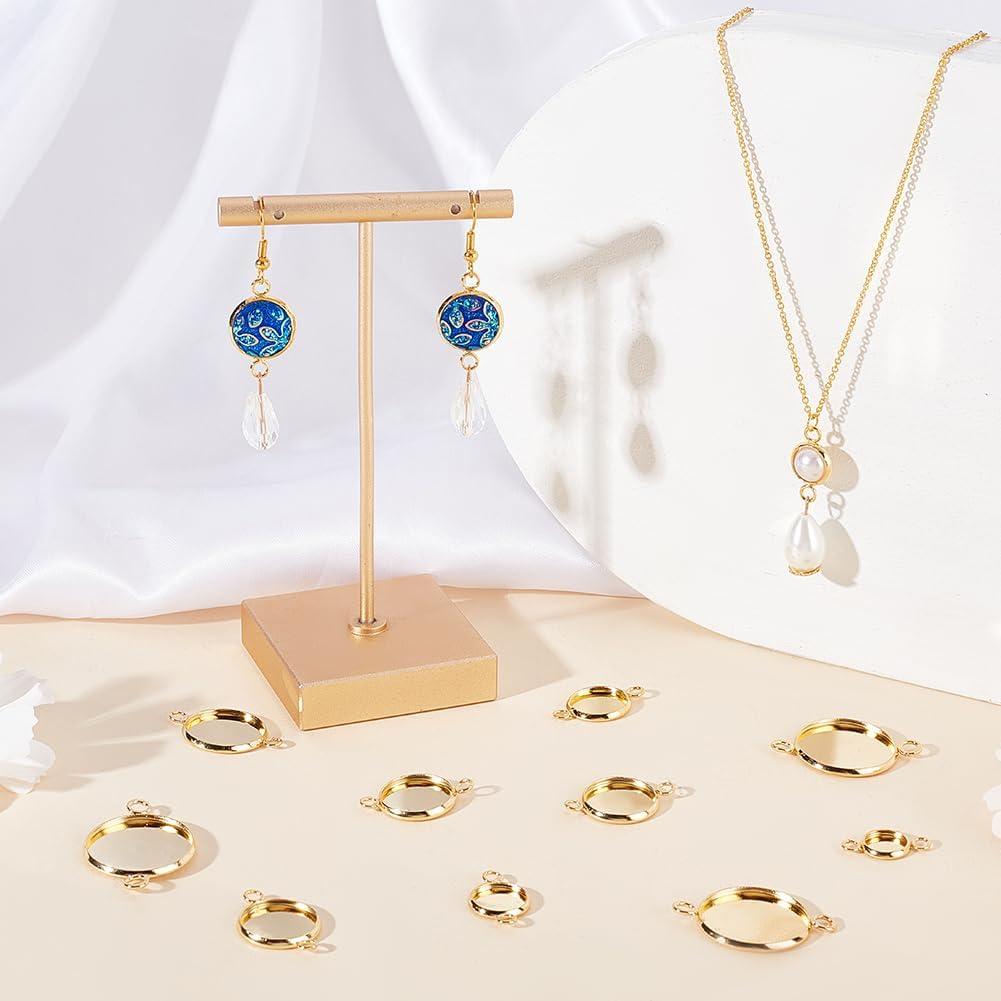 Conectores Cabochon Beebeecraft 48Pcs Latón Baño Oro 18K