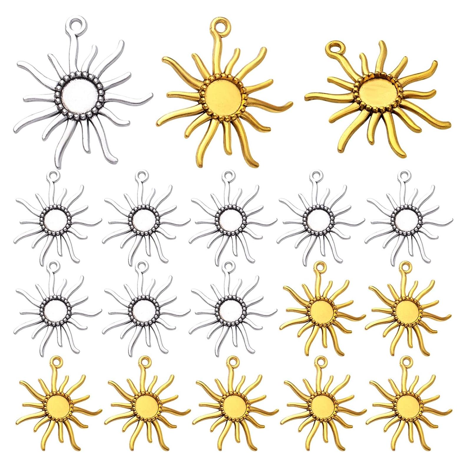 20 Bandejas Redondas Bezel Hmjpng 12mm Oro y Plata para Joyería