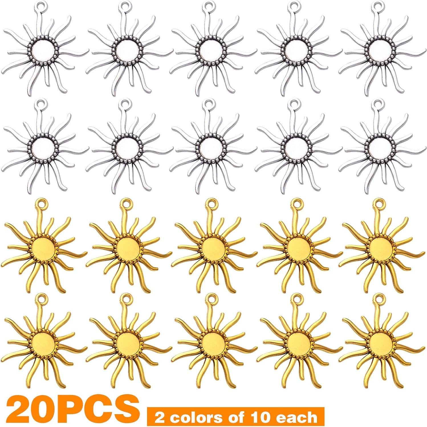 20 Bandejas Redondas Bezel Hmjpng 12mm Oro y Plata para Joyería