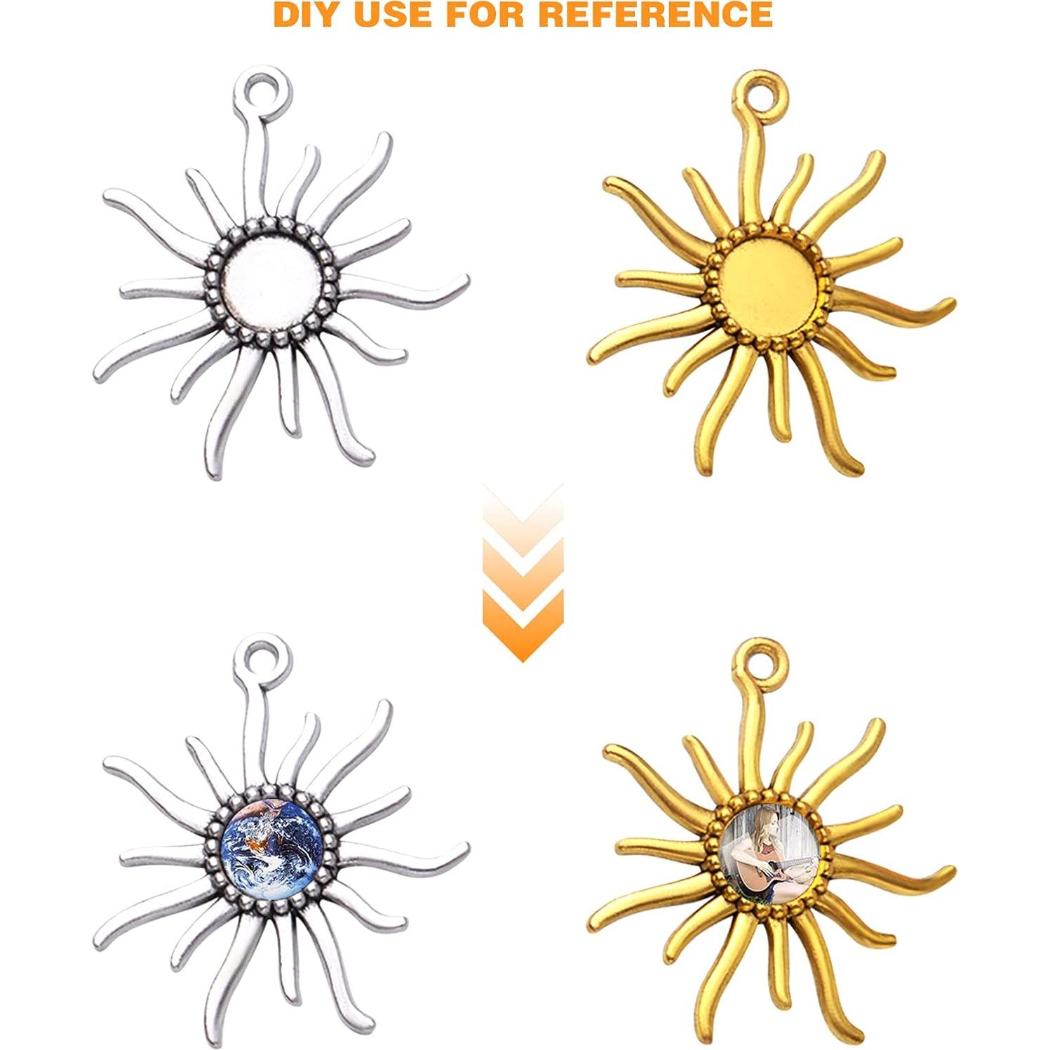 20 Bandejas Redondas Bezel Hmjpng 12mm Oro y Plata para Joyería