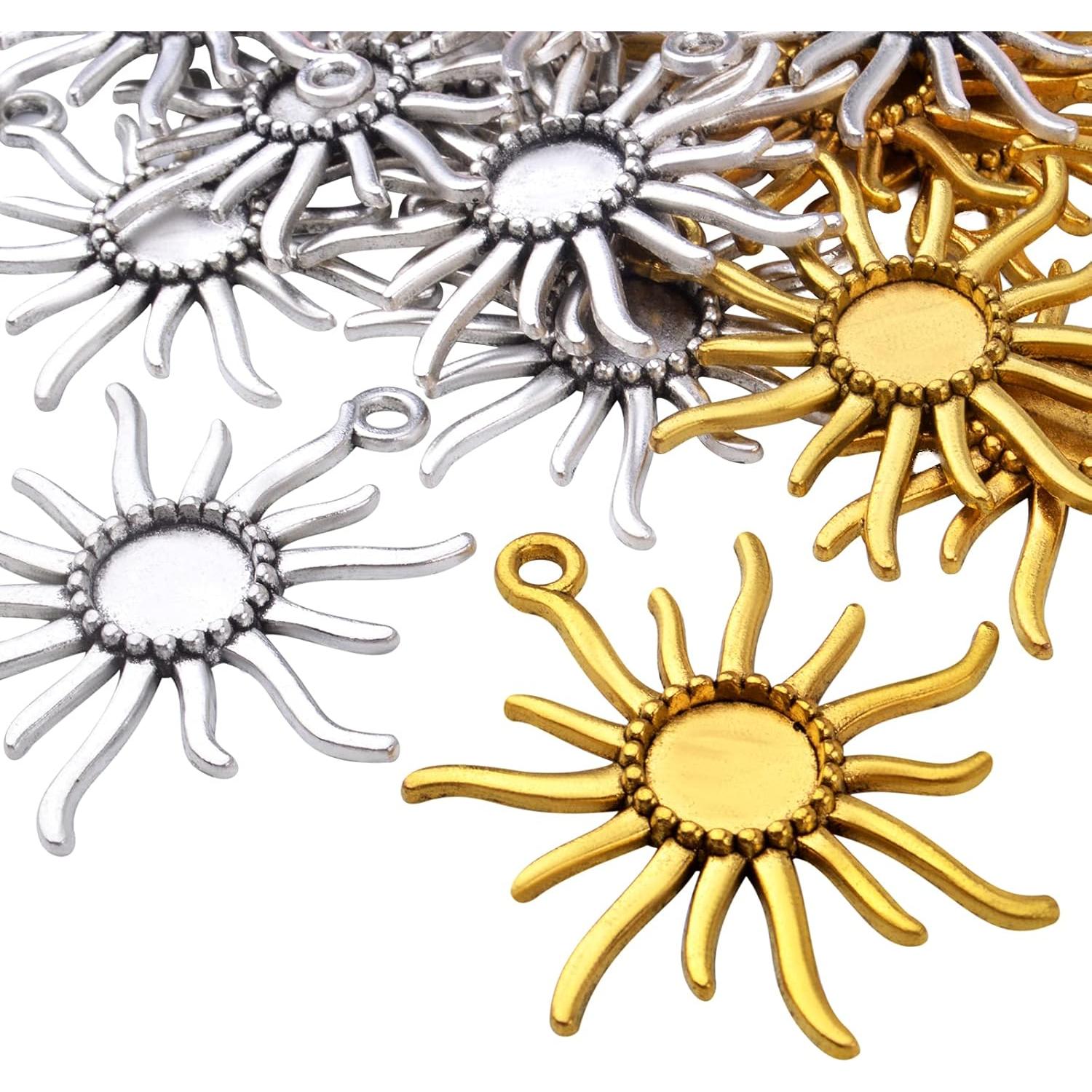 20 Bandejas Redondas Bezel Hmjpng 12mm Oro y Plata para Joyería