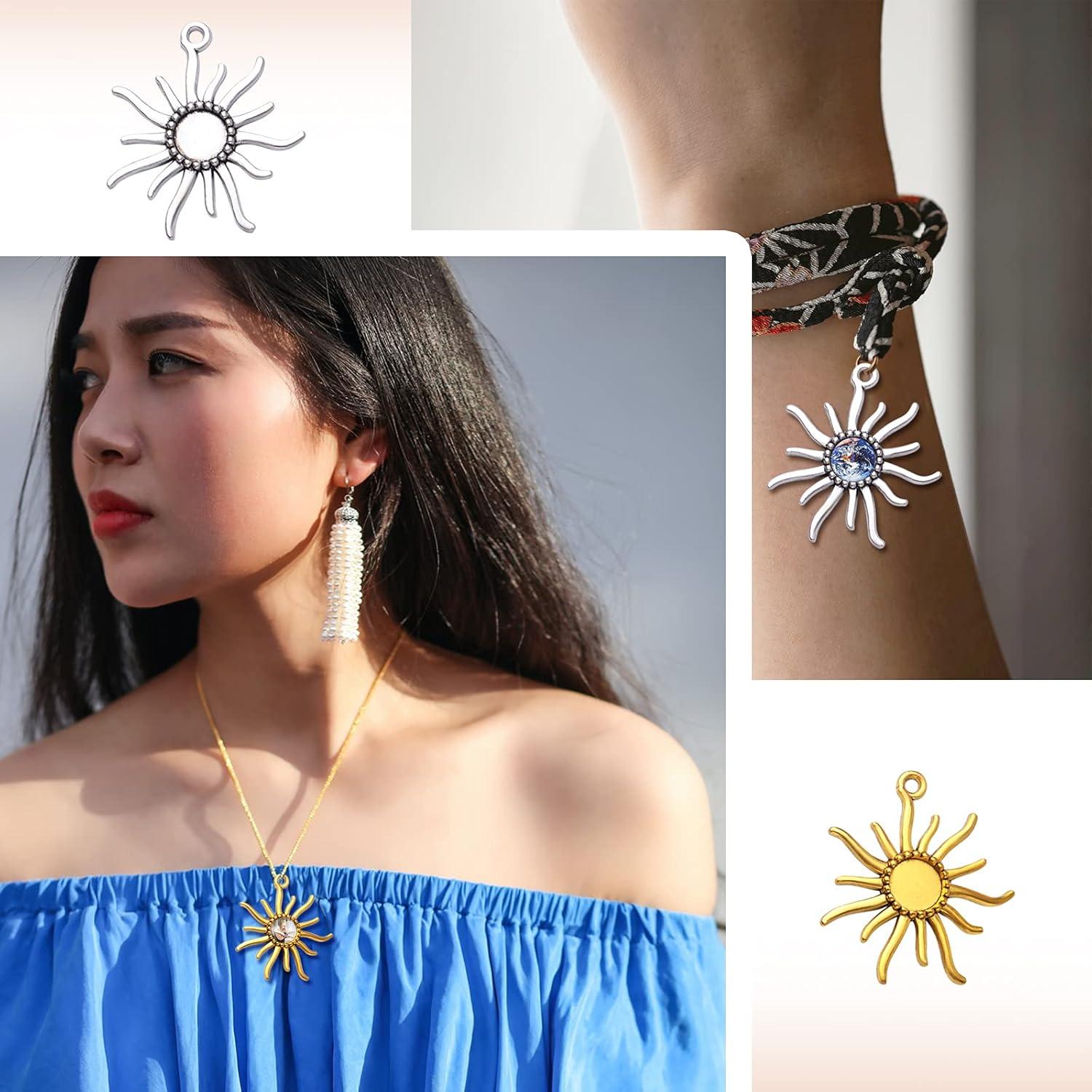 20 Bandejas Redondas Bezel Hmjpng 12mm Oro y Plata para Joyería