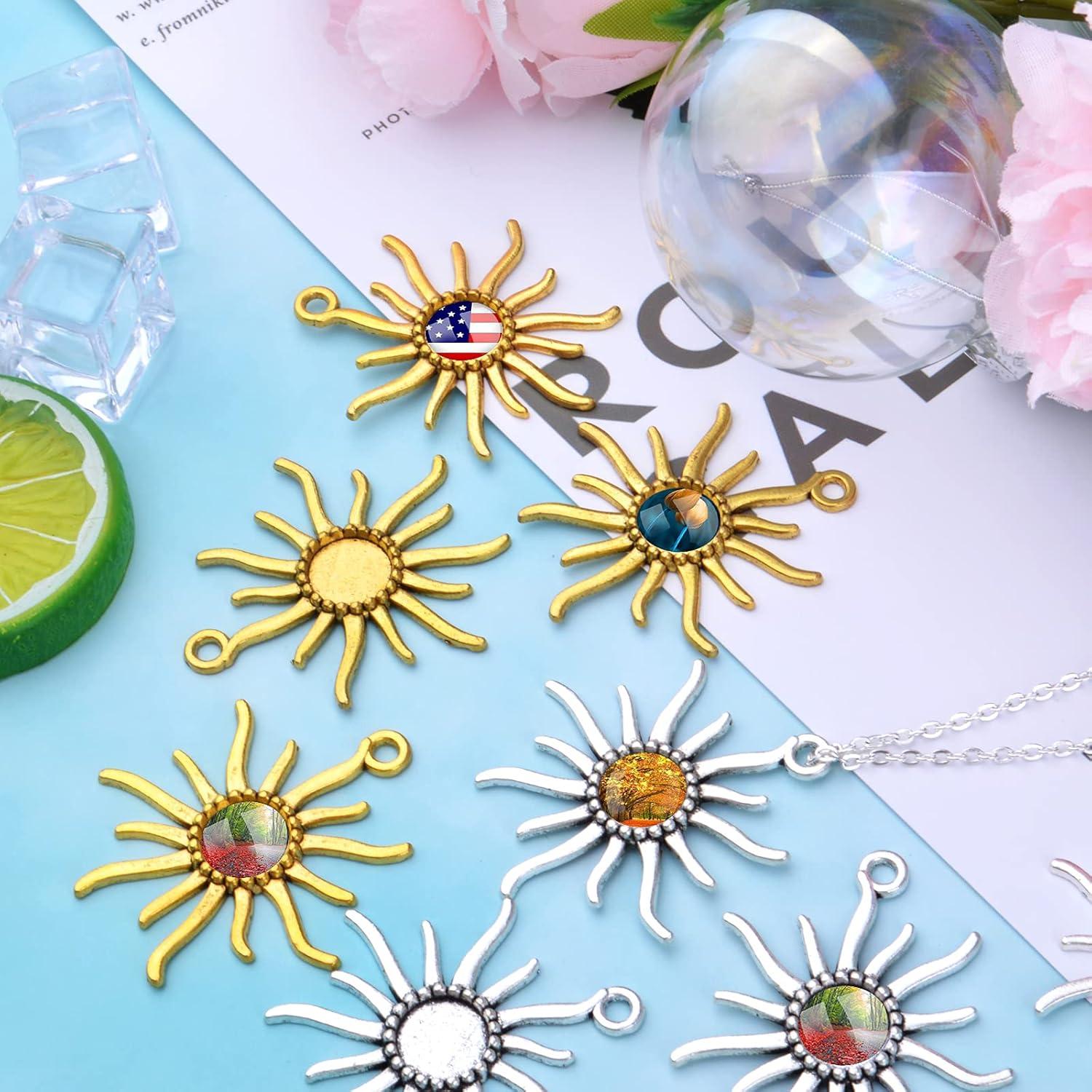 20 Bandejas Redondas Bezel Hmjpng 12mm Oro y Plata para Joyería