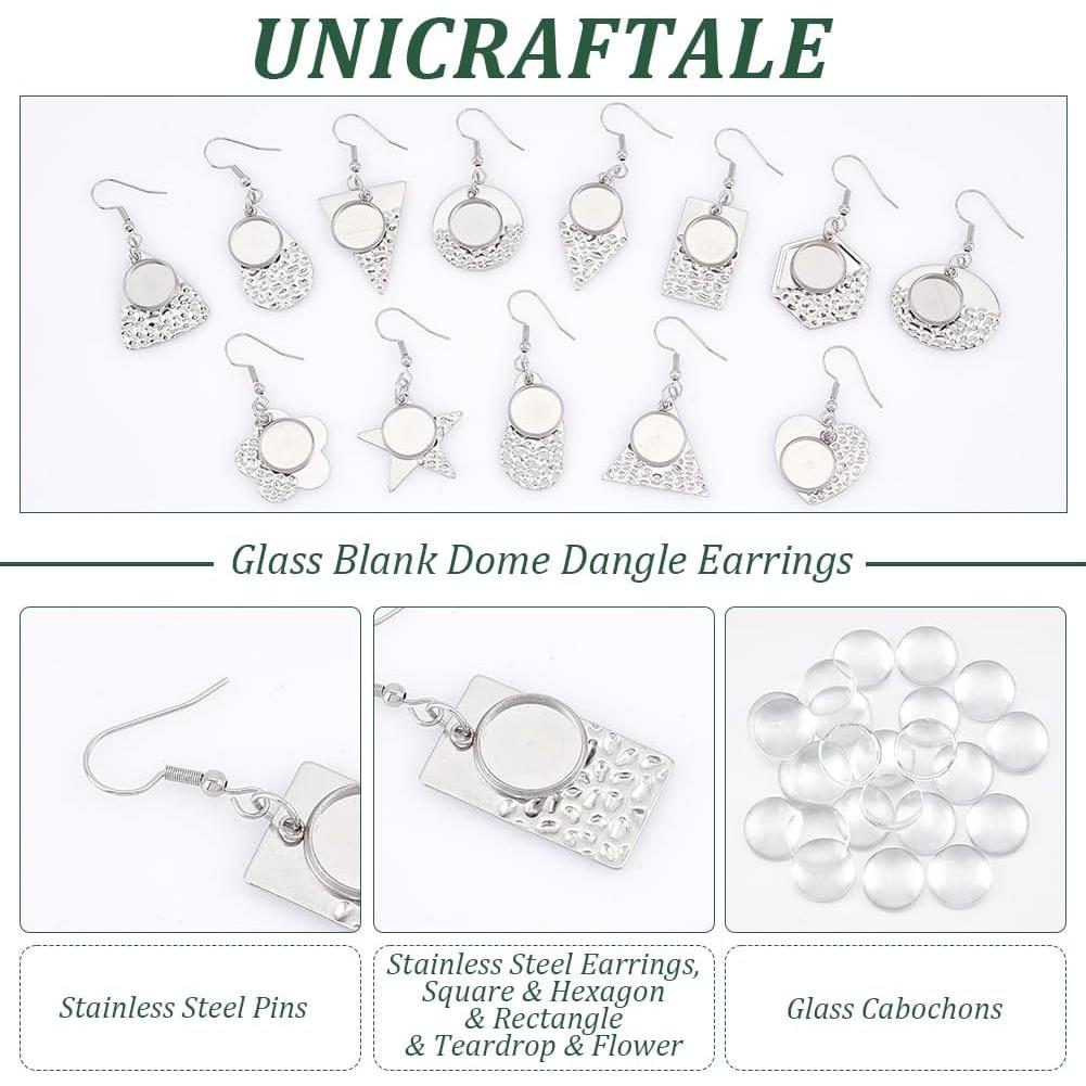 Bandejas de Aretes DIY UNICRAFTALE 14 Pares Acero Inoxidable