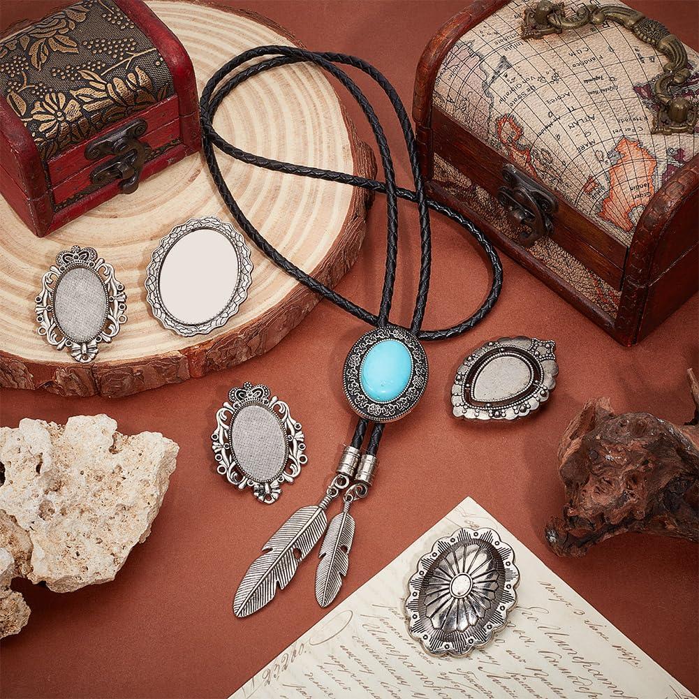 NBEADS 6 Pcs Hebillas de Corbata Bolo Plata Antigua 0.79-3.91 cm