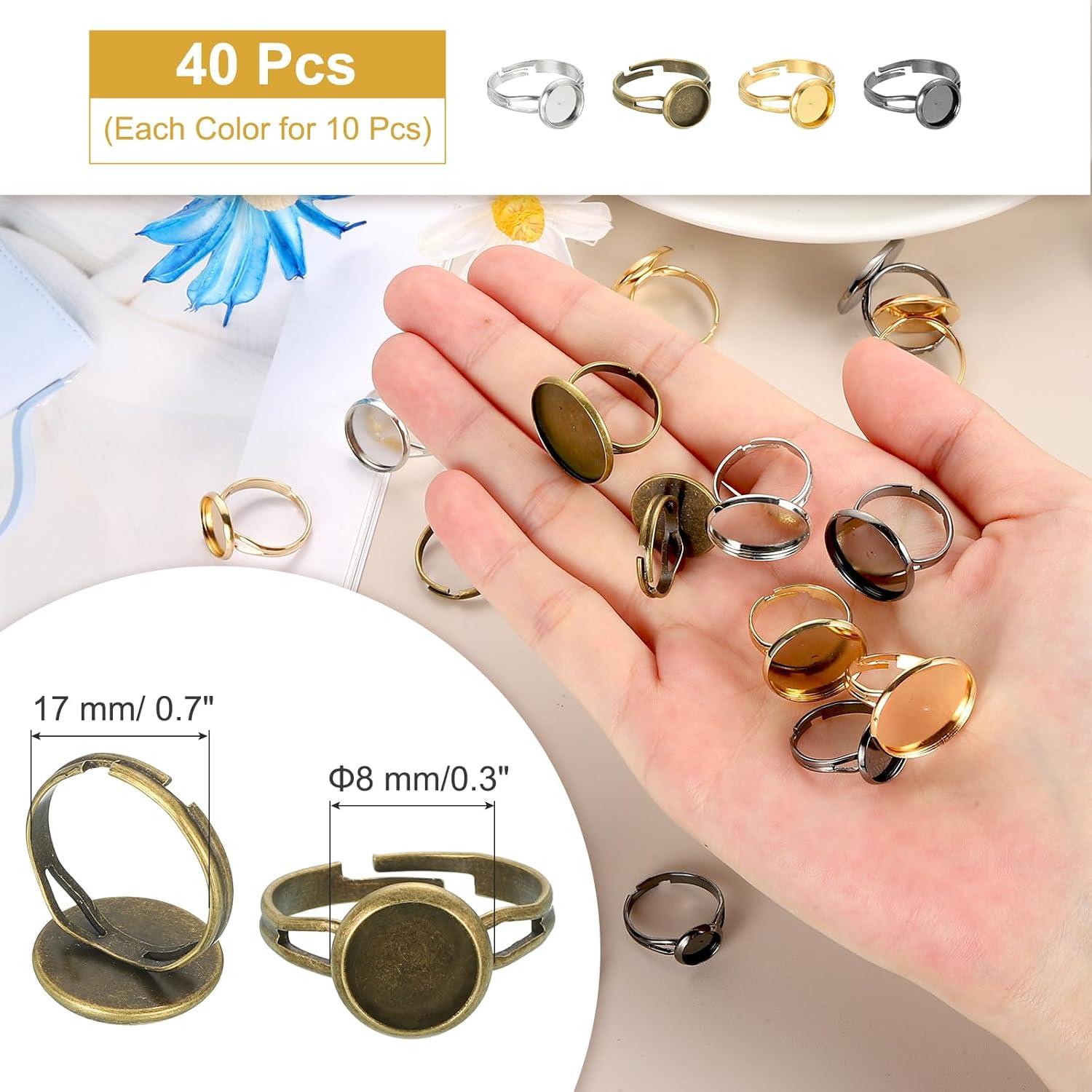 Base de Anillo de Metal Ajustable MECCANIXITY 40 Pcs 8mm