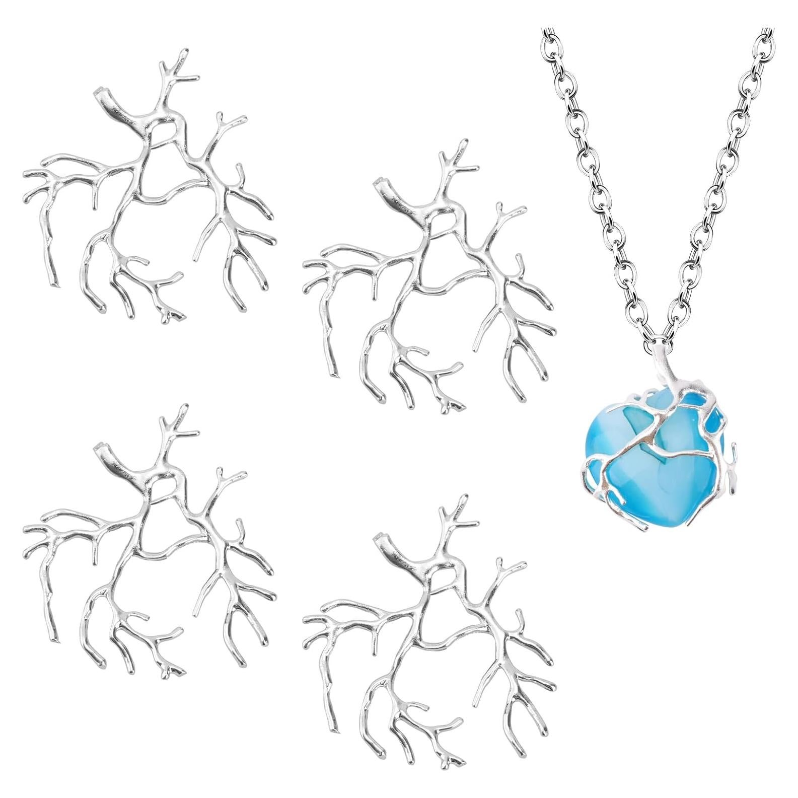 4 Piezas Vacíos de Colgante Rama Bezel BOXOB Plata 3.5cm